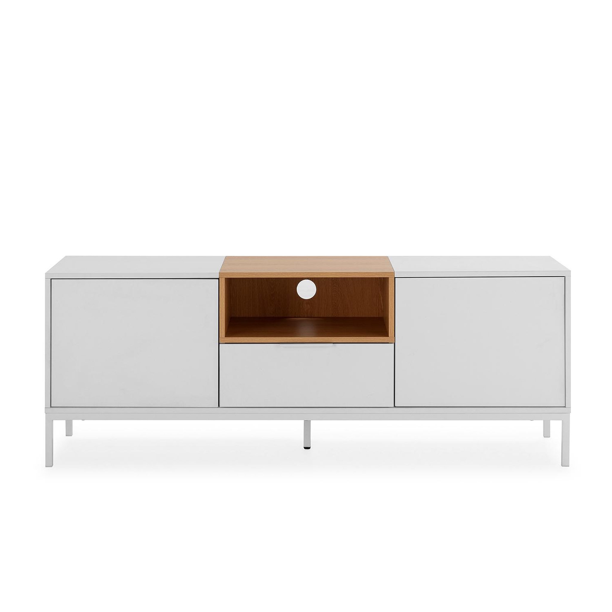 Voir la diapositive 4 : VS VENTA-STOCK Meuble Tv Nieve 2 portes 1 tiroir couleur Blanc