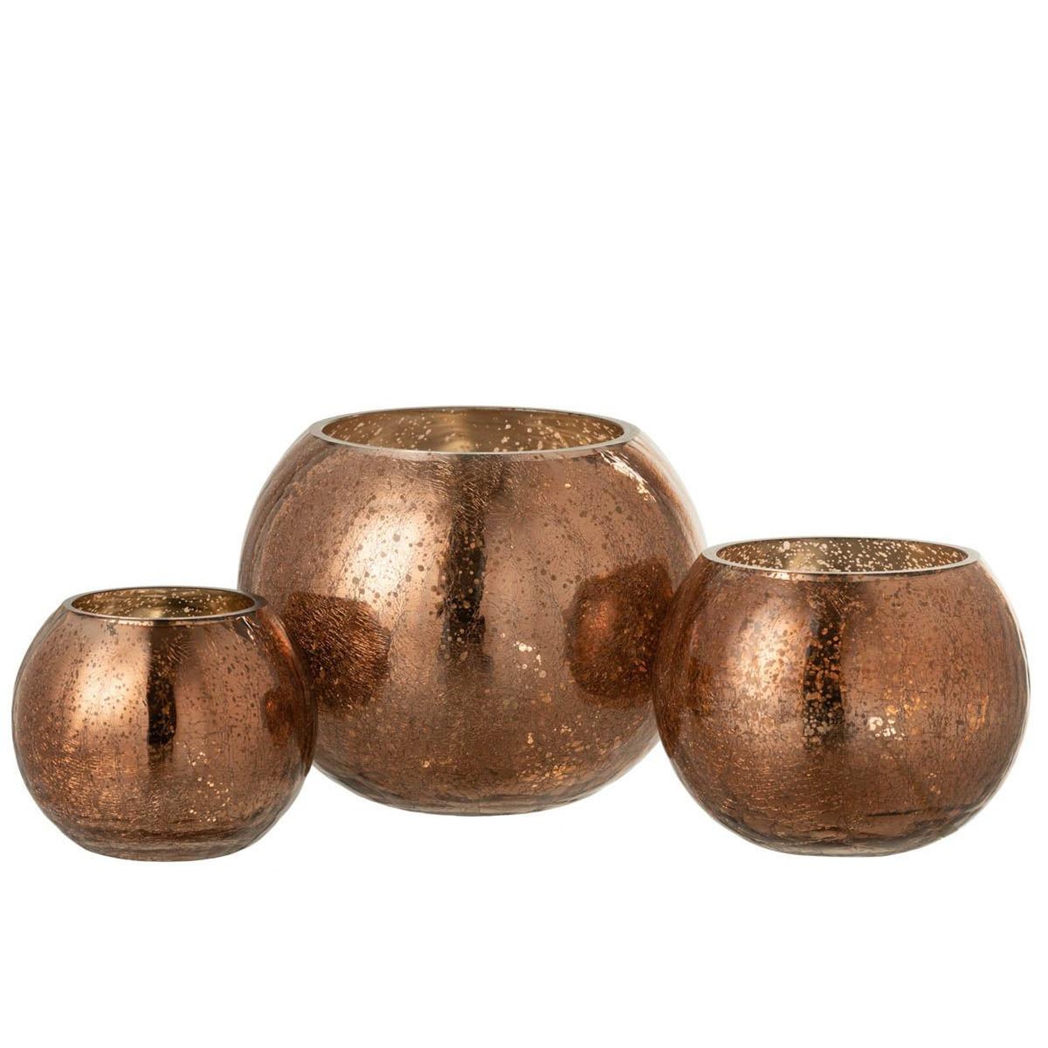 Voir la diapositive 4 : J-LINE Photophore Boule en Verre  Nacré  20cm Marron