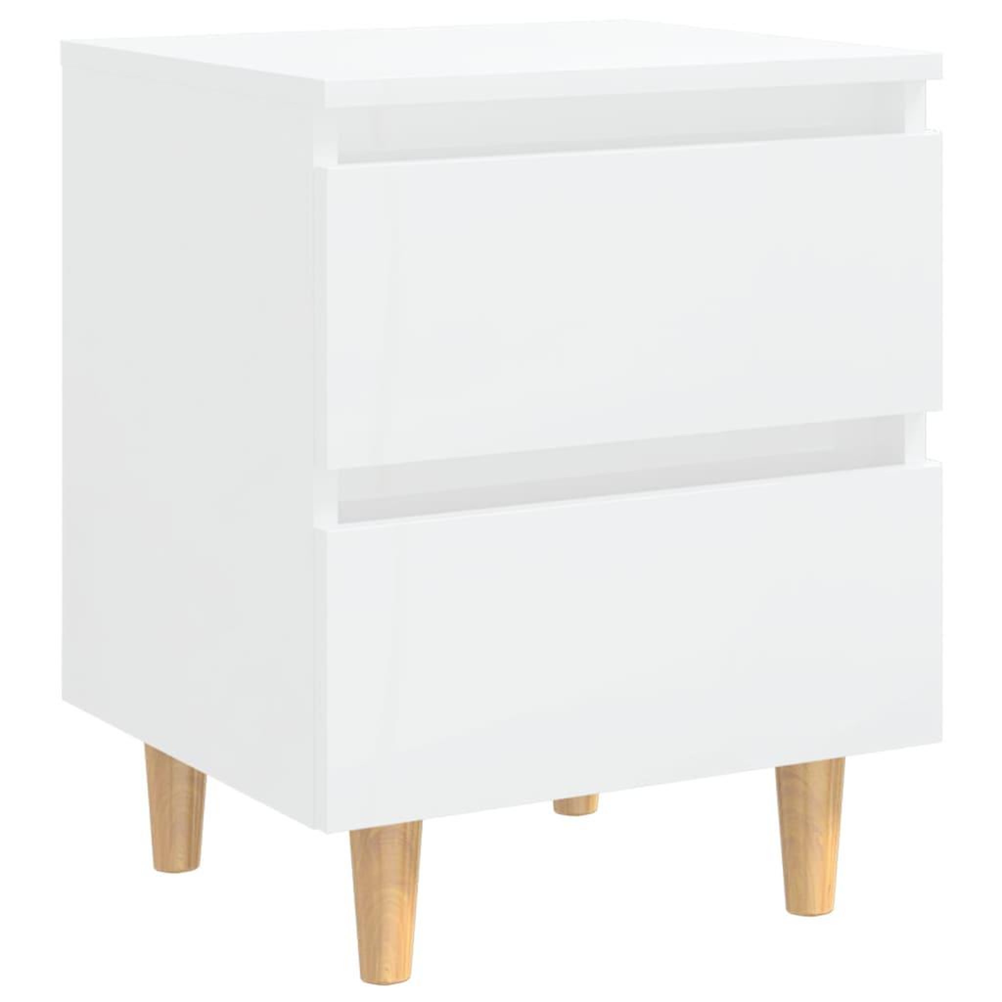 Voir la diapositive 2 : VIDAXL Table de chevet avec pieds en pin Blanc brillant 40x35x50 cm