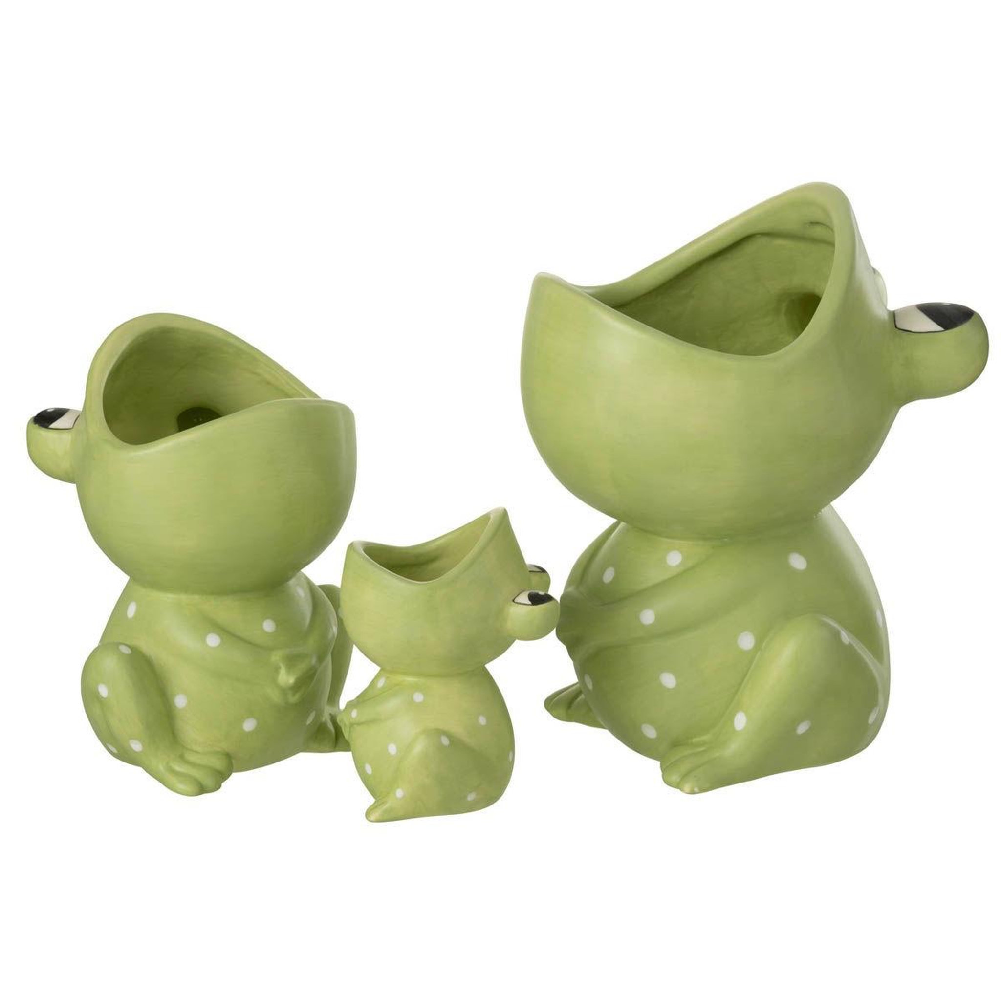 Voir la diapositive 2 : J-LINE Cache-pot déco en dolomite  grenouille  21cm vert