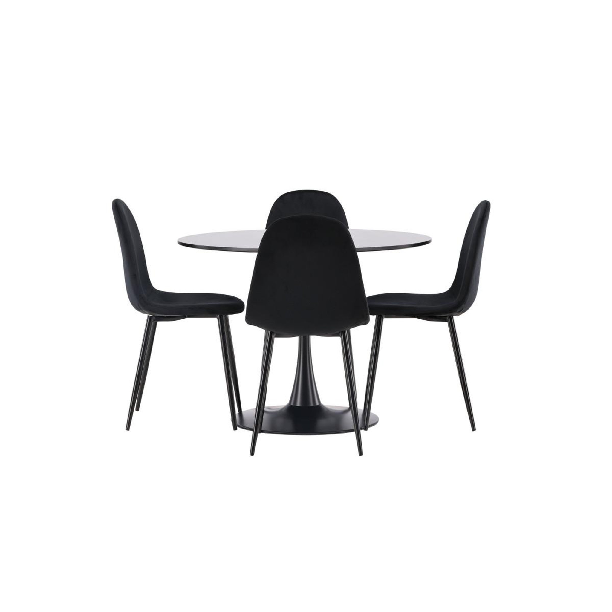 Voir la diapositive 2 : Paris Prix Ensemble table à manger & 4 chaises  glade & polar  100cm noir