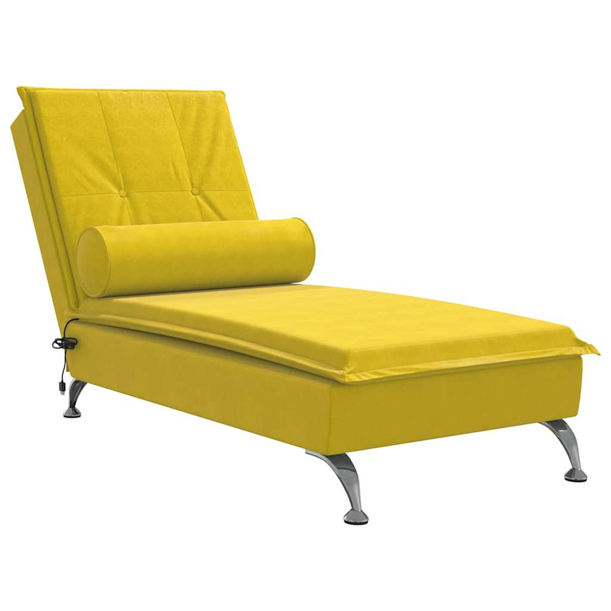 Voir la diapositive 2 : VIDAXL Chaise longue de massage avec traversin jaune velours