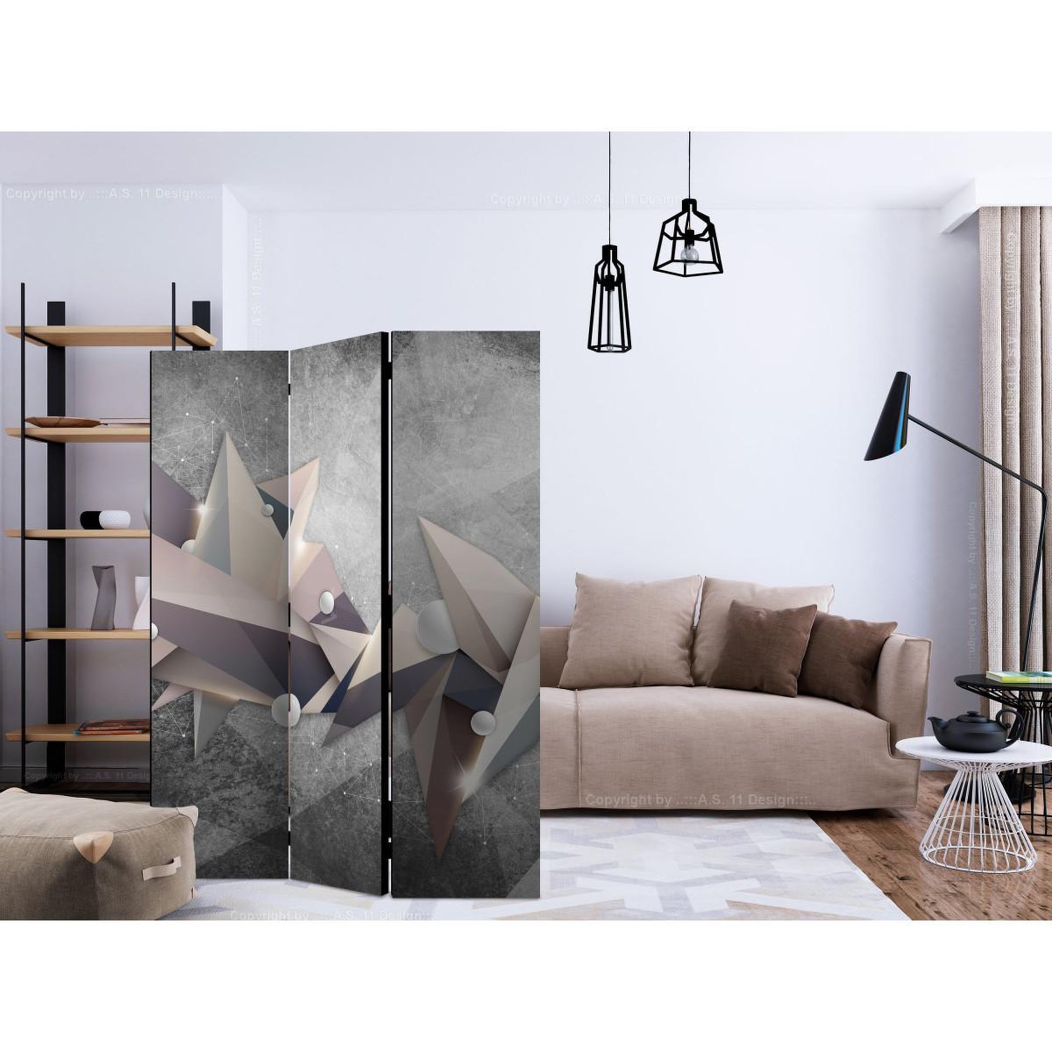 Voir la diapositive 2 : Paris Prix Paravent 3 volets  geometrical constellation  135x172cm
