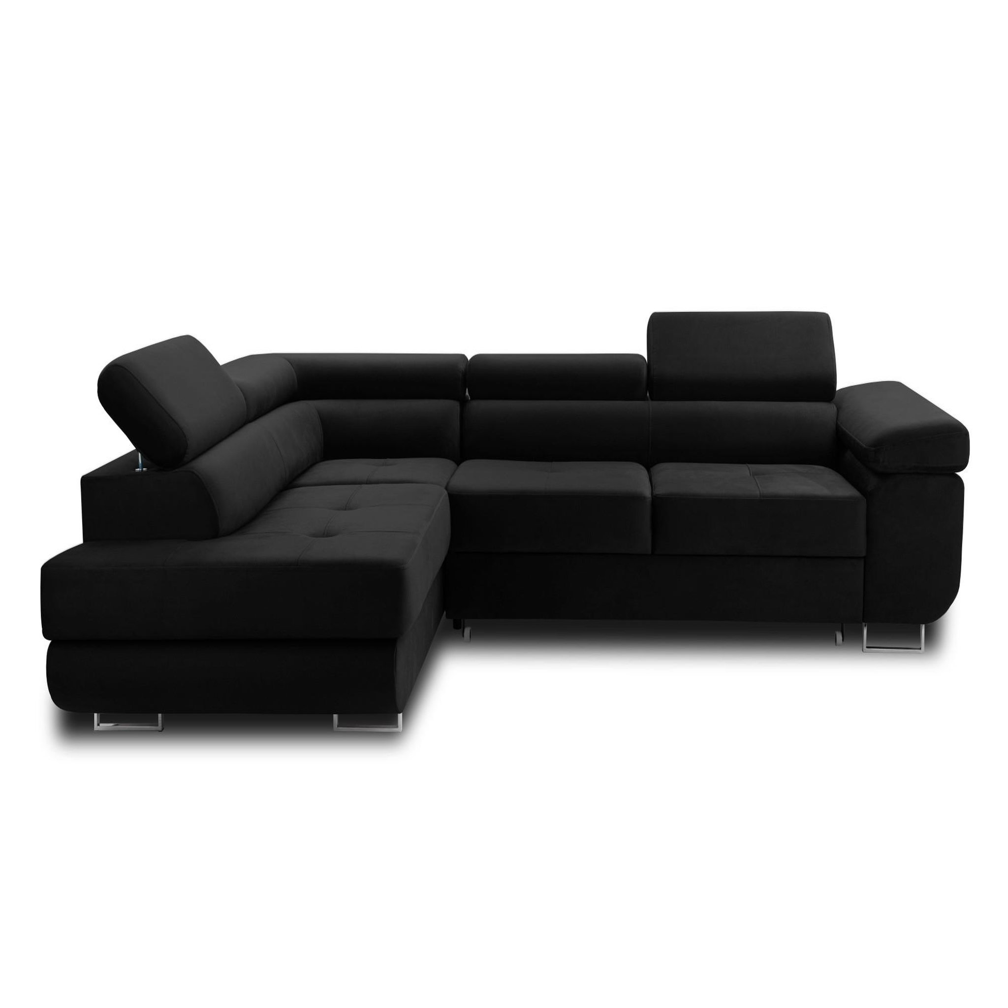 Voir la diapositive 1 : BEST MOBILIER Pablo - canapé d'angle gauche - 5 places - convertible avec coffre et têtières réglables - en velours