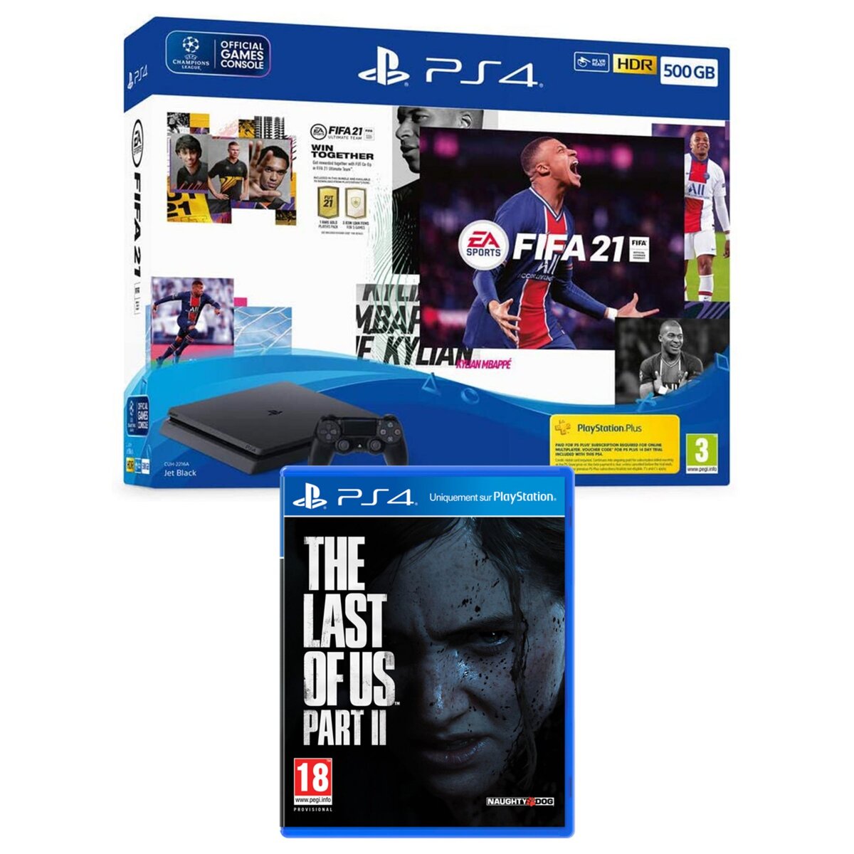 SONY Console PS4 500Go + Fifa 21 + The Last of Us Part II