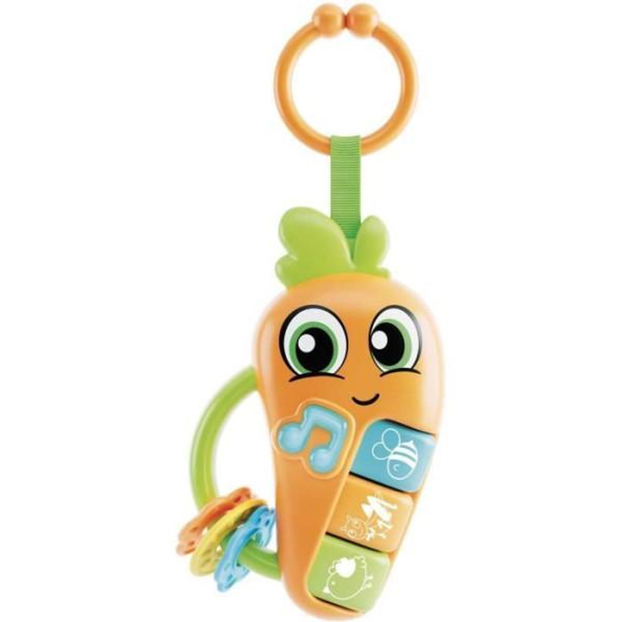 LISCIANI GIOCHI Carot - Hochet électronique - CAROTINA BABY - Mélodies et bruits d'animaux, Anneaux de dentition