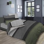 SOLEIL D'OCRE Parure de draps STRIPE, 100% coton 57 fils/cm2, par Soleil d'ocre. Coloris disponibles : Vert