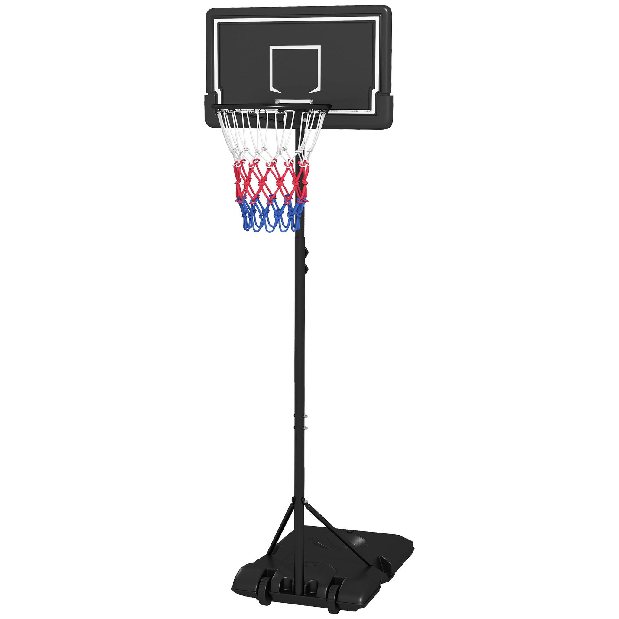 HOMCOM Panier de basketball sur pied hauteur réglable h.182-213/220-250 cm lestage roulettes noir