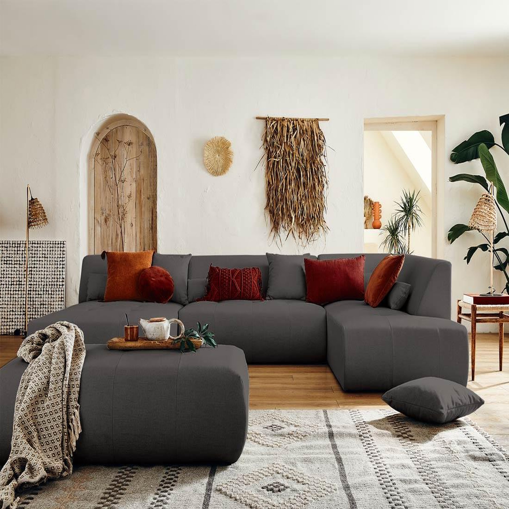 Voir la diapositive 3 : LISA DESIGN Onyx - pouf modulable - en tissu