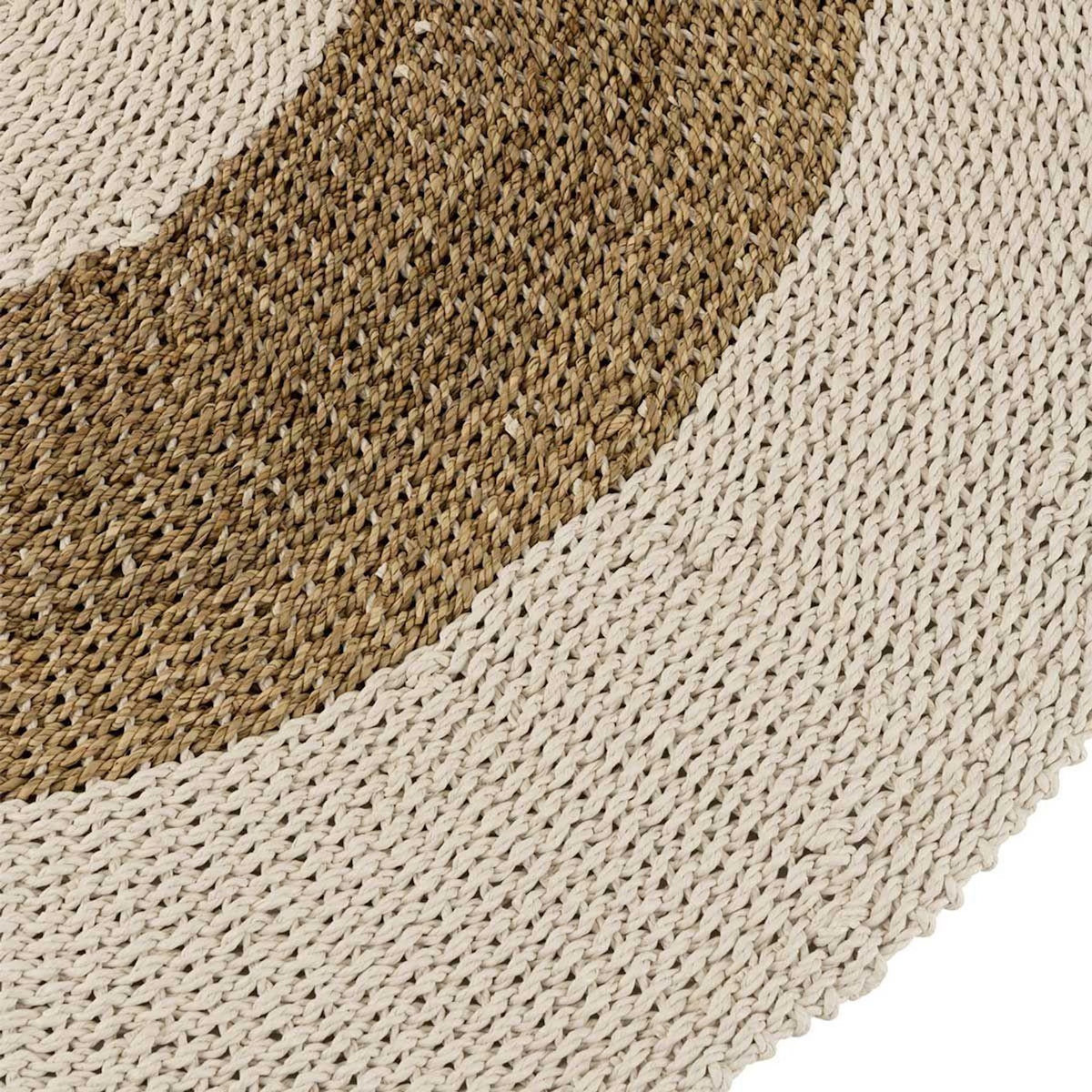 Paris Prix Tapis Rond Déco  Zostère  150cm Blanc & Naturel