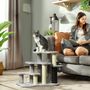 Voir la diapositive 2 : PAWHUT Arbre à chat 3 marches 3 griffoirs bande massante 2 jeux boules peluche gris clair