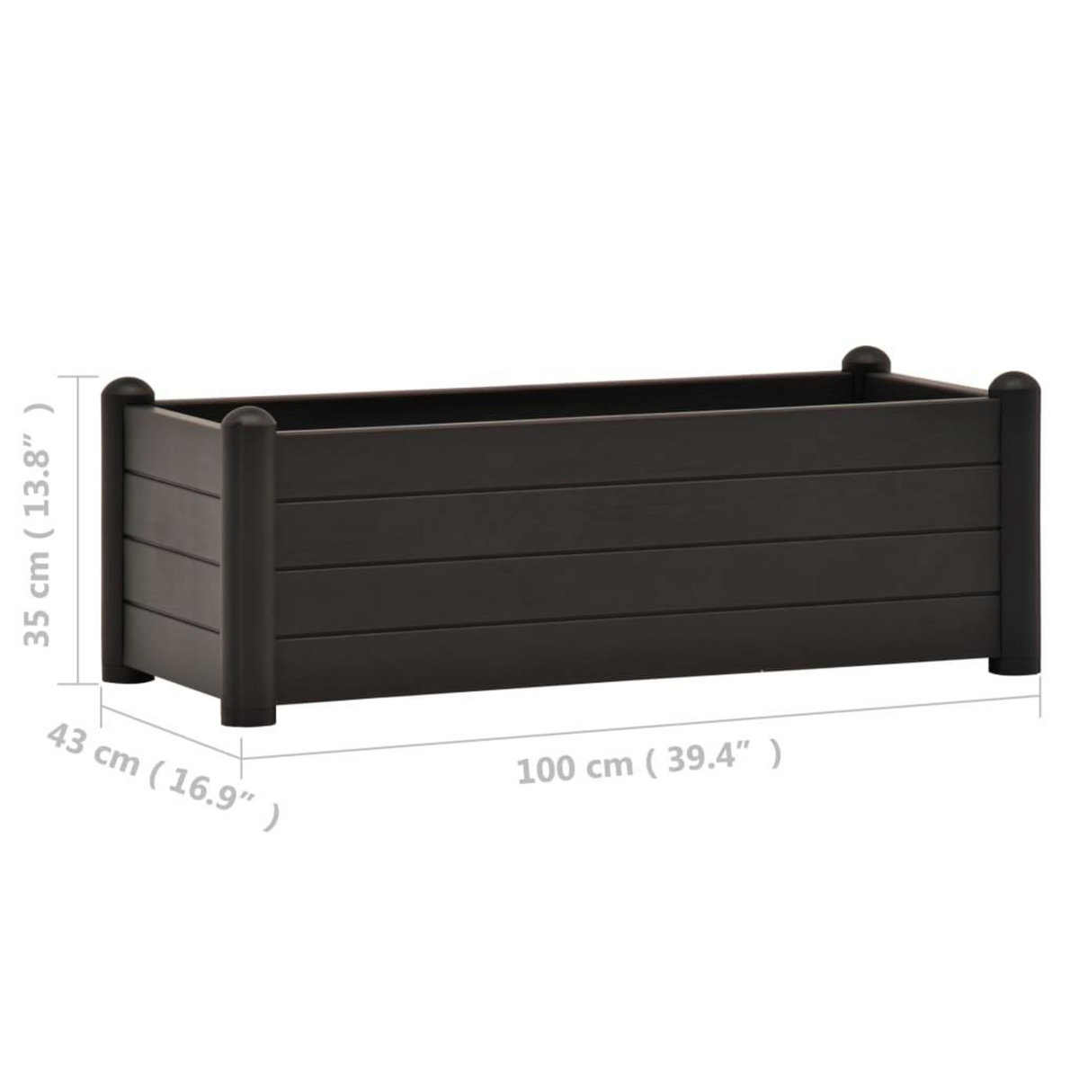 VIDAXL Lit sureleve de jardin PP Anthracite 100x43x35 cm