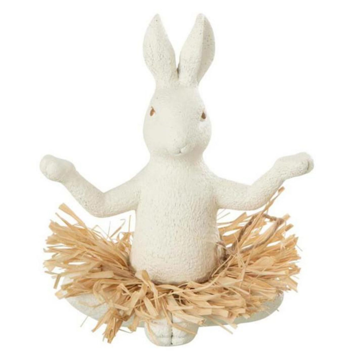 Paris Prix Statuette Déco  Lapin Assis Yoga  21cm Blanc