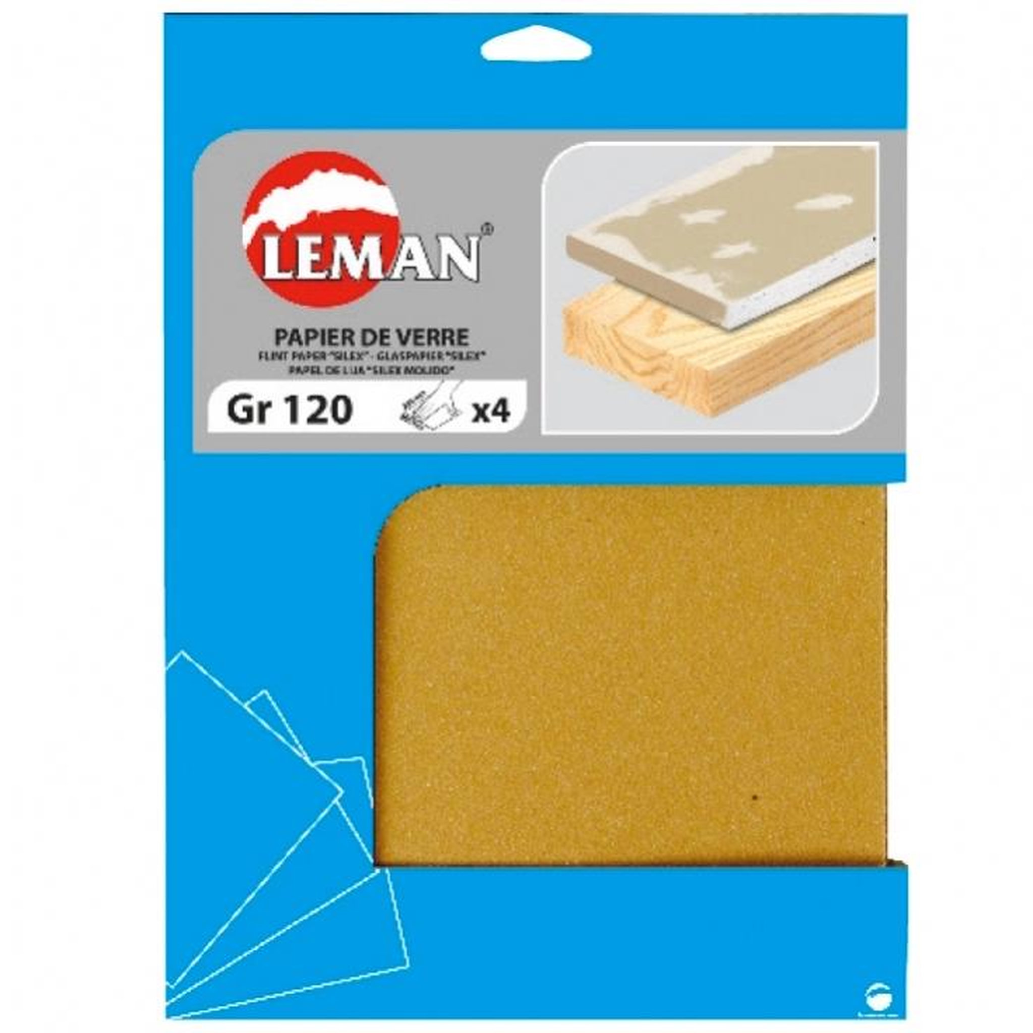 Leman Lot de 4 feuilles de papier de verre 80 grammes    230 x 280 mm