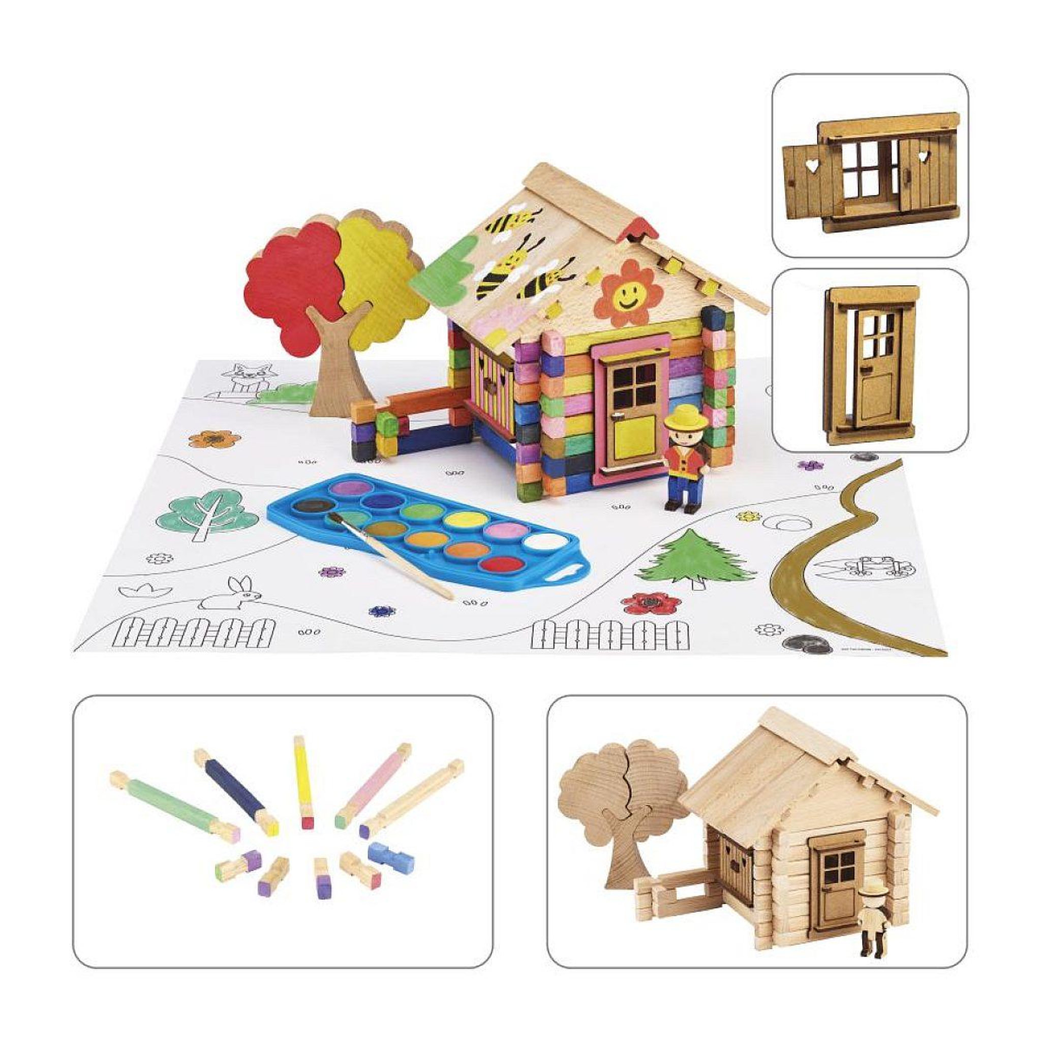 Voir la diapositive 4 : JeuJura Chalet en bois a peindre - 85 pieces