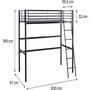 Voir la diapositive 3 : Habitat et Jardin Lit mezzanine en métal  Alora  - 90 x 190 cm - Noir