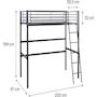 Voir la diapositive 3 : Habitat et Jardin Lit mezzanine en métal  Alora  - 90 x 190 cm - Noir