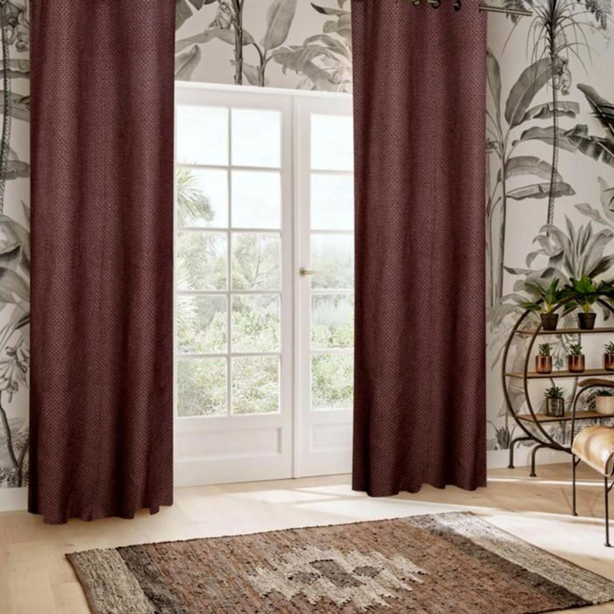 ATMOSPHERA Rideau Maille à Œillets  Wild  140x260cm Marron Tonka