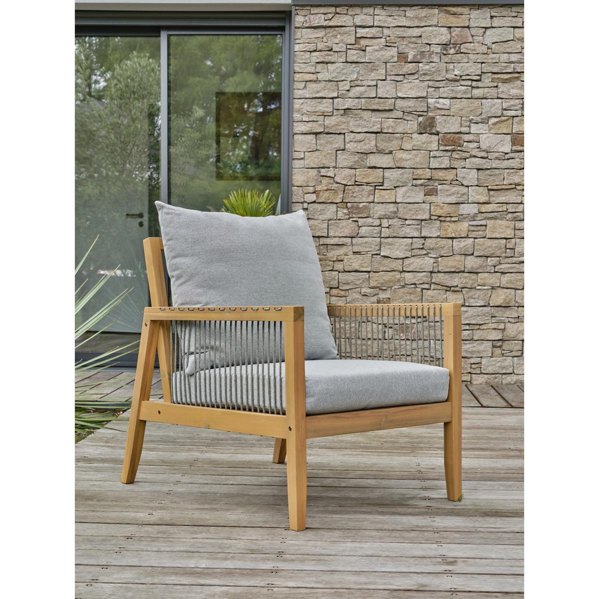 Voir la diapositive 5 : Paris Prix Salon de jardin 5 places en bois  funa  203cm naturel