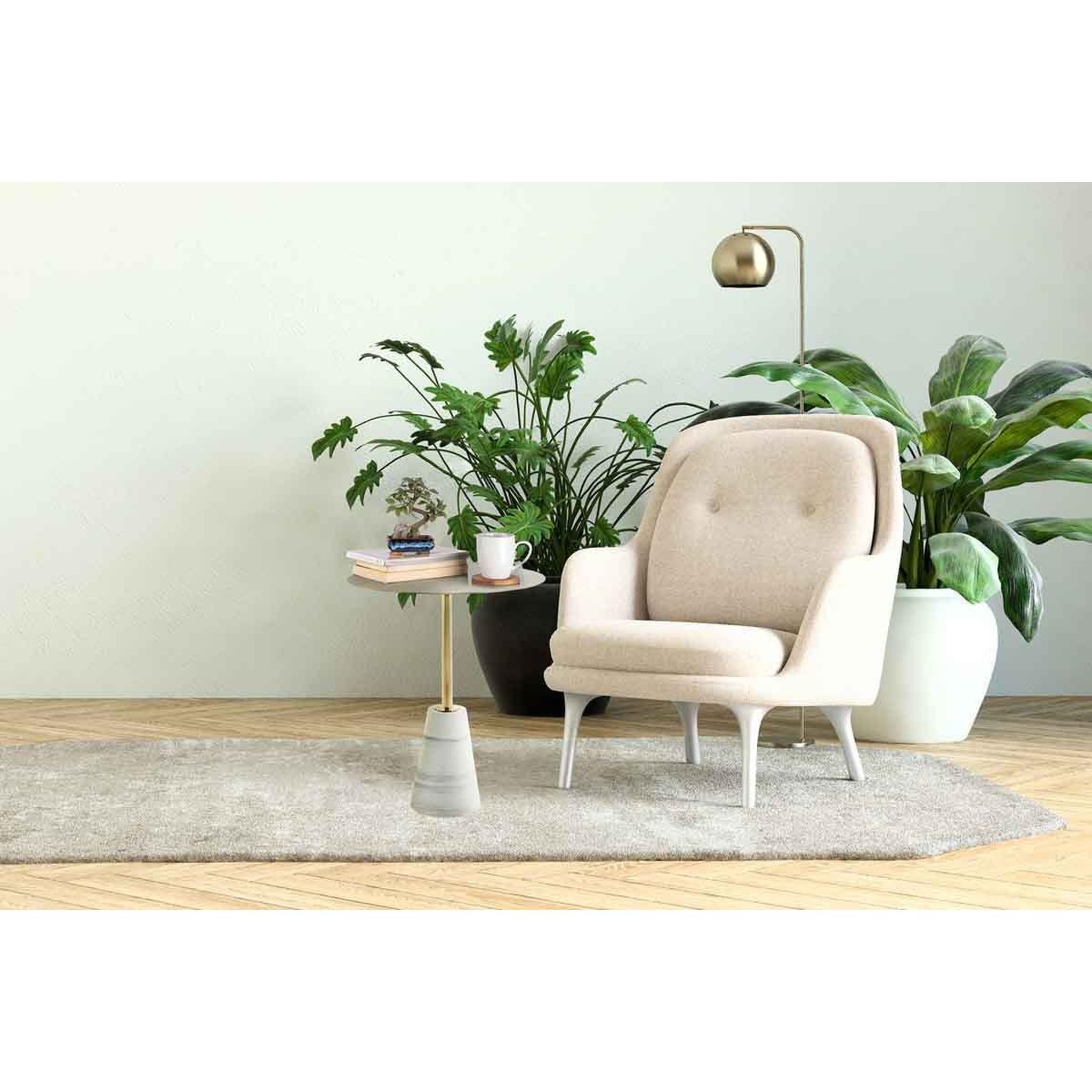 Voir la diapositive 5 : Paris Prix Table d'Appoint Design  Rocio  53cm Blanc & Or