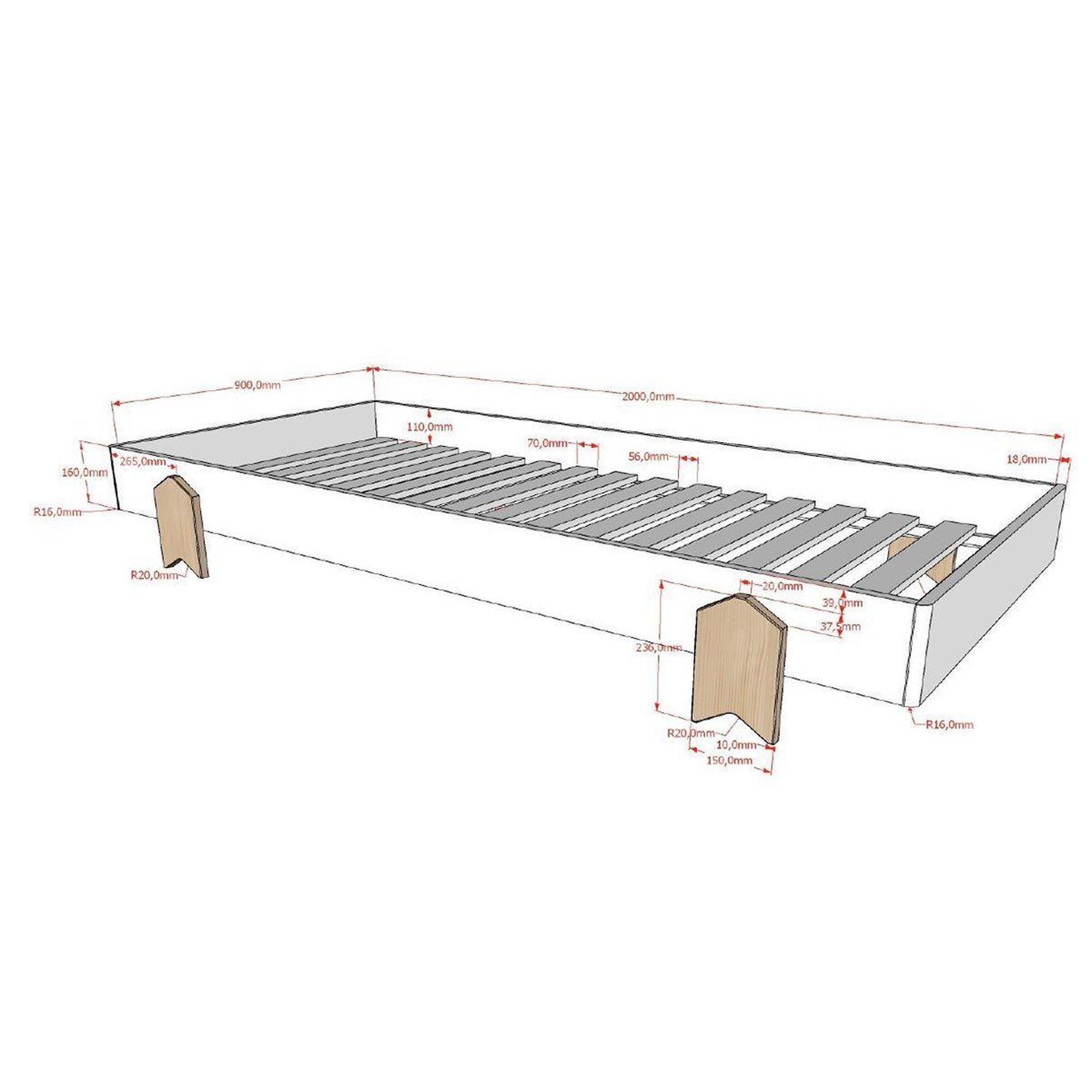 Voir la diapositive 5 : Paris Prix Lit enfant en bois  modulo arrow iii  90x200cm blanc