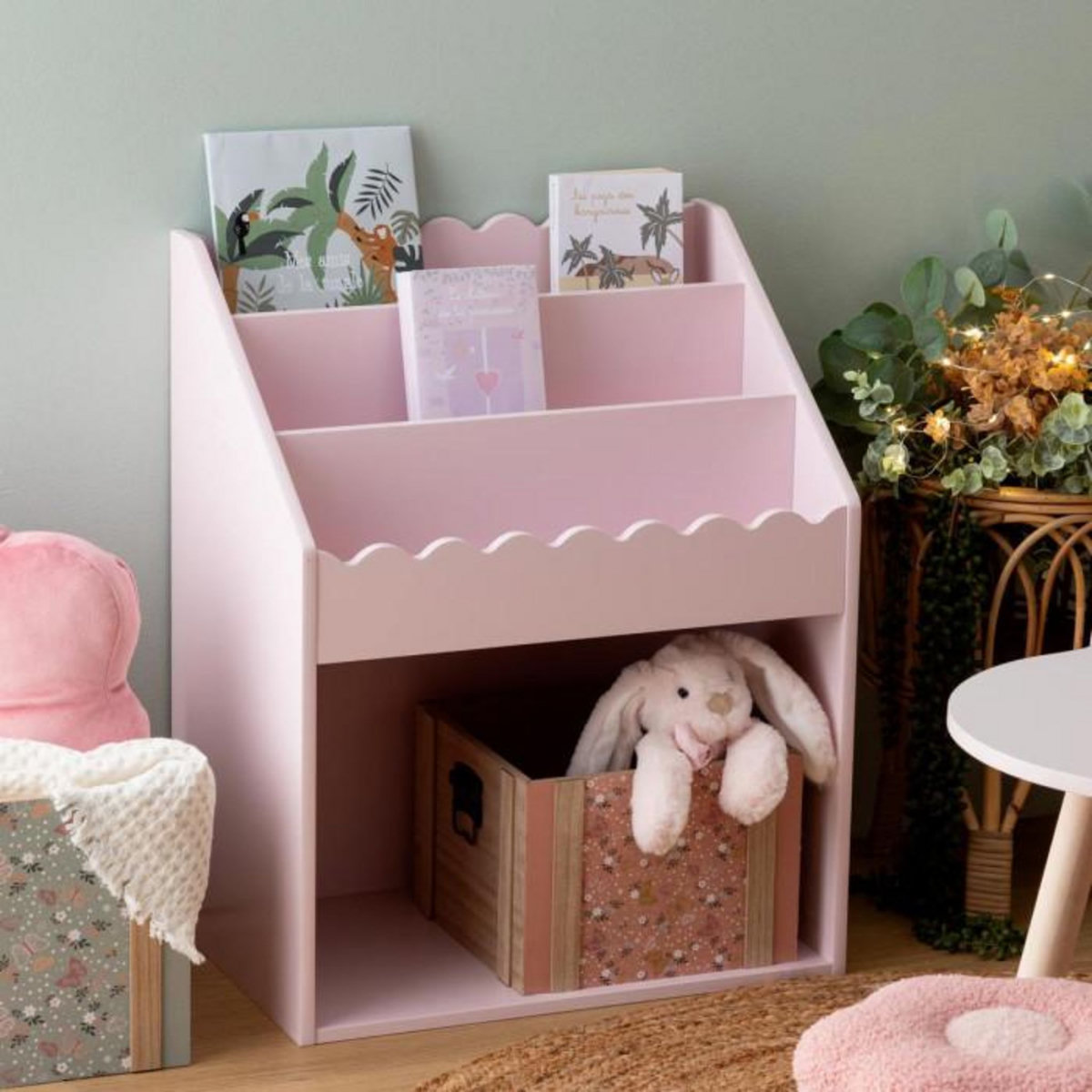 Atmosphera Kids Bibliothèque Enfant  Festonnée  60cm Rose