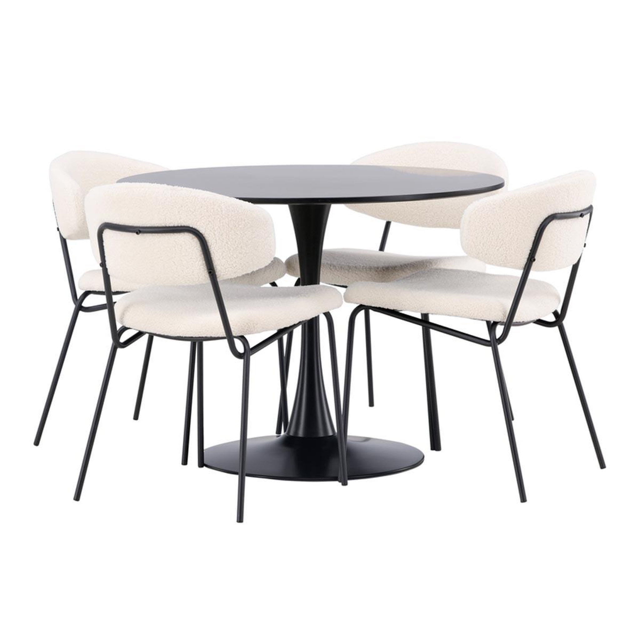 Paris Prix Ensemble table à manger & 4 chaises  glade & chico  100cm noir & blanc