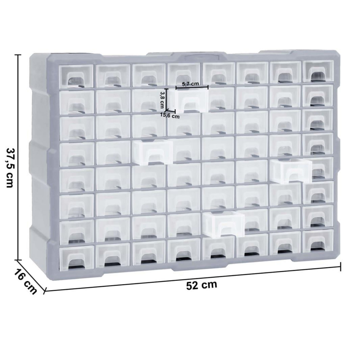 VIDAXL Organisateur multi-tiroirs avec 64 tiroirs 52x16x37,5 cm