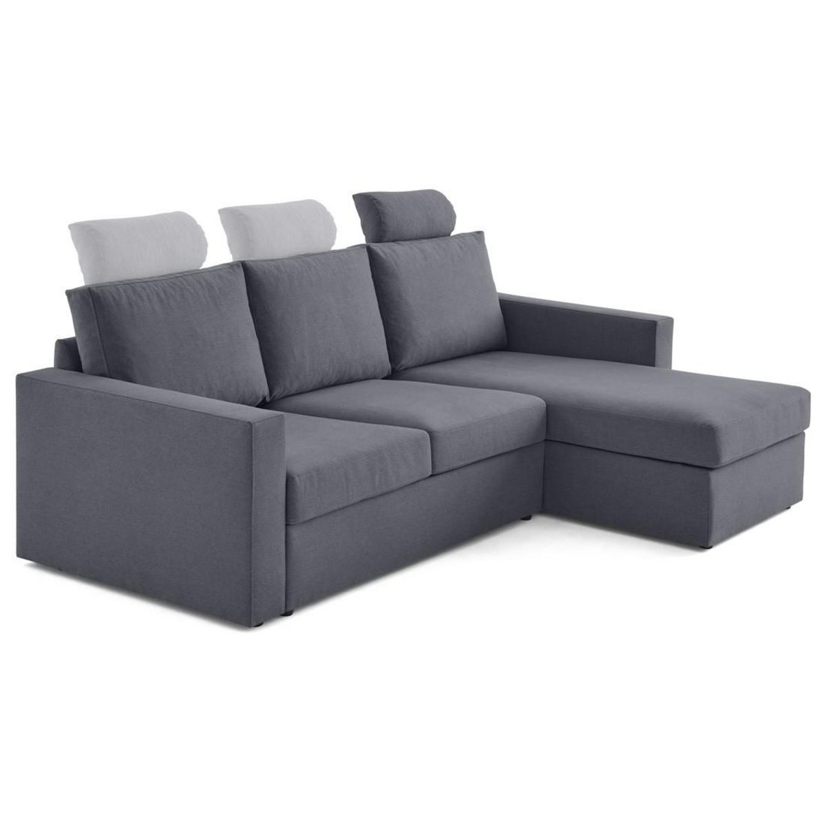 BEST MOBILIER Barrie - canapé d'angle réversible 4 places avec têtière amovible en tissu
