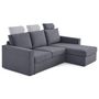 Voir la diapositive 5 : BEST MOBILIER Barrie - canapé d'angle réversible 4 places avec têtière amovible en tissu