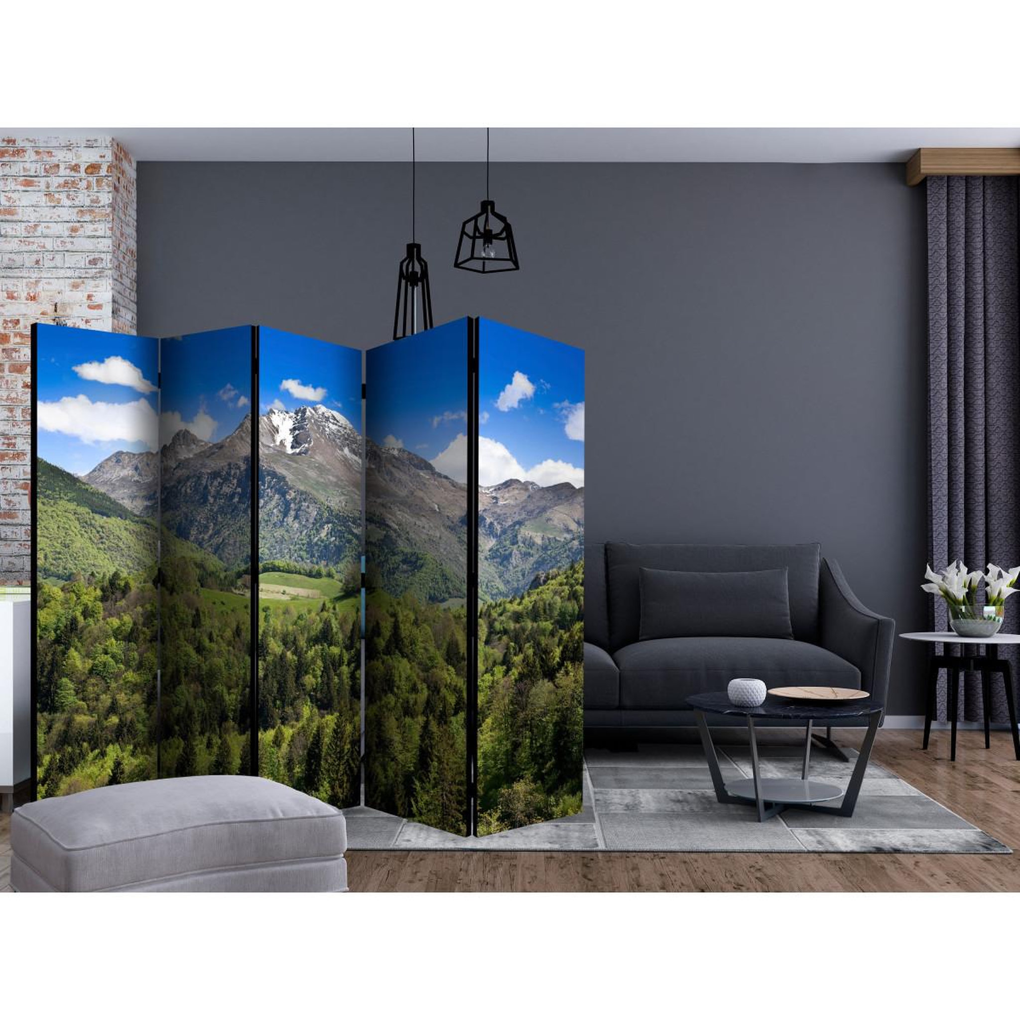 Voir la diapositive 2 : Paris Prix Paravent 5 volets  holiday in the mountains  172x225cm