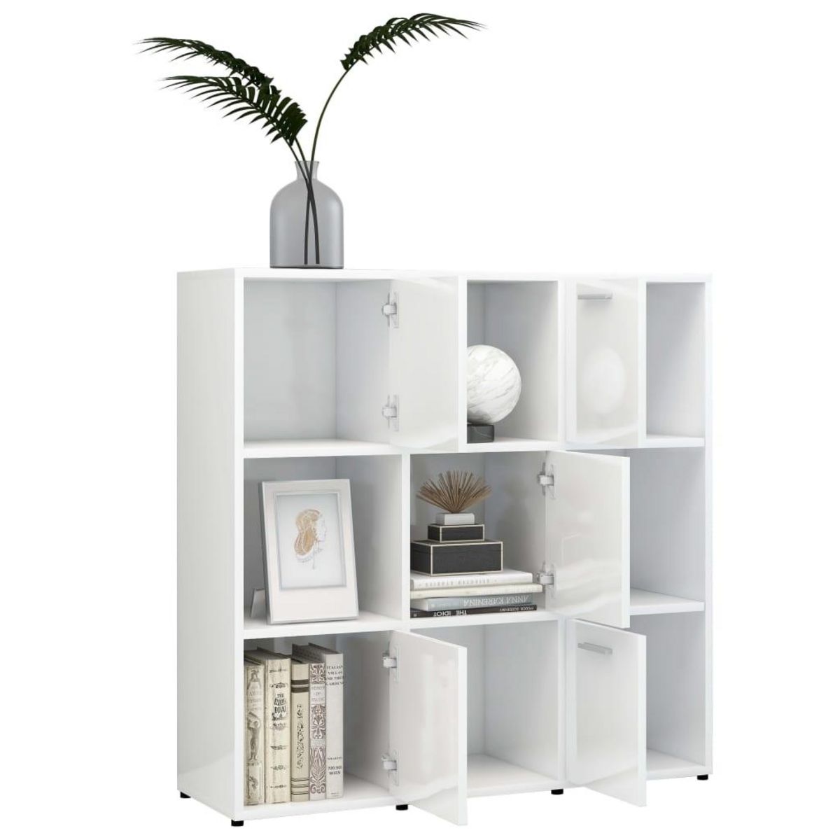 VIDAXL Bibliotheque Blanc brillant 90x30x90 cm Bois d'ingenierie