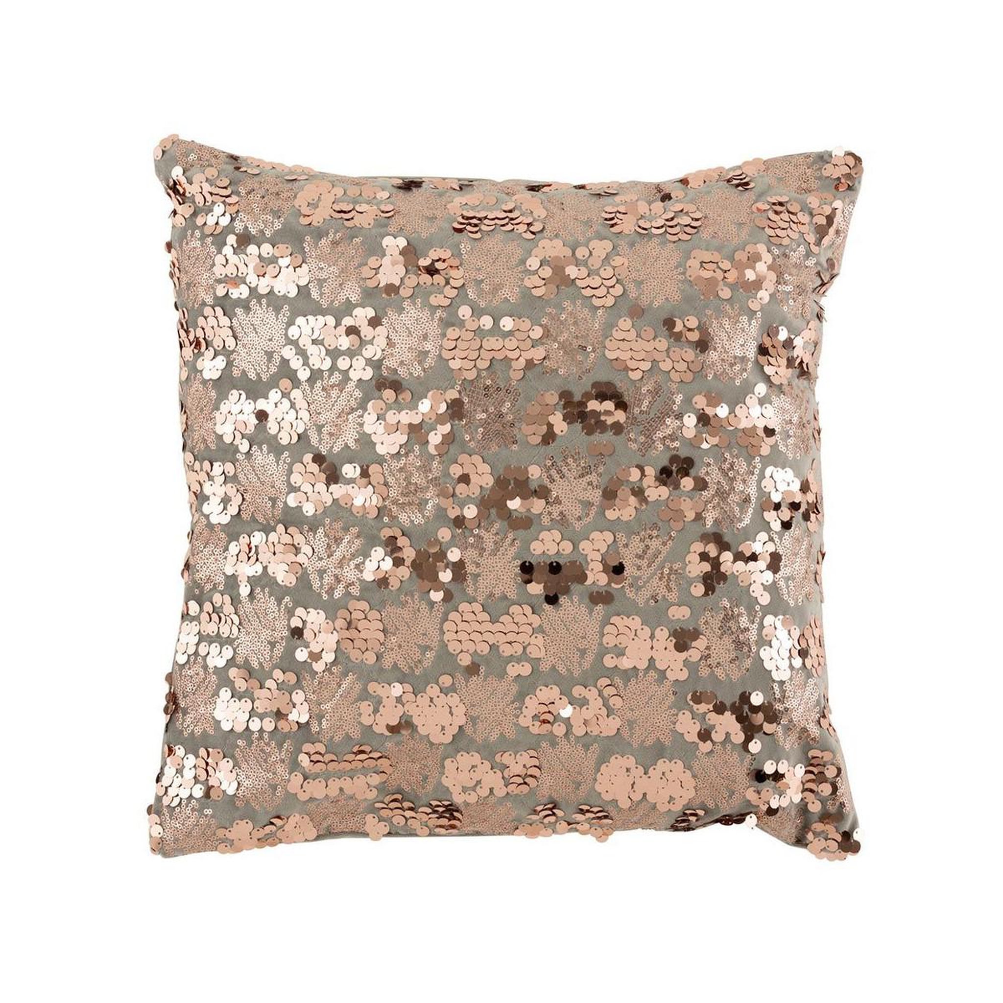 J-LINE Coussin déco  sequins  45x45cm gris & rose