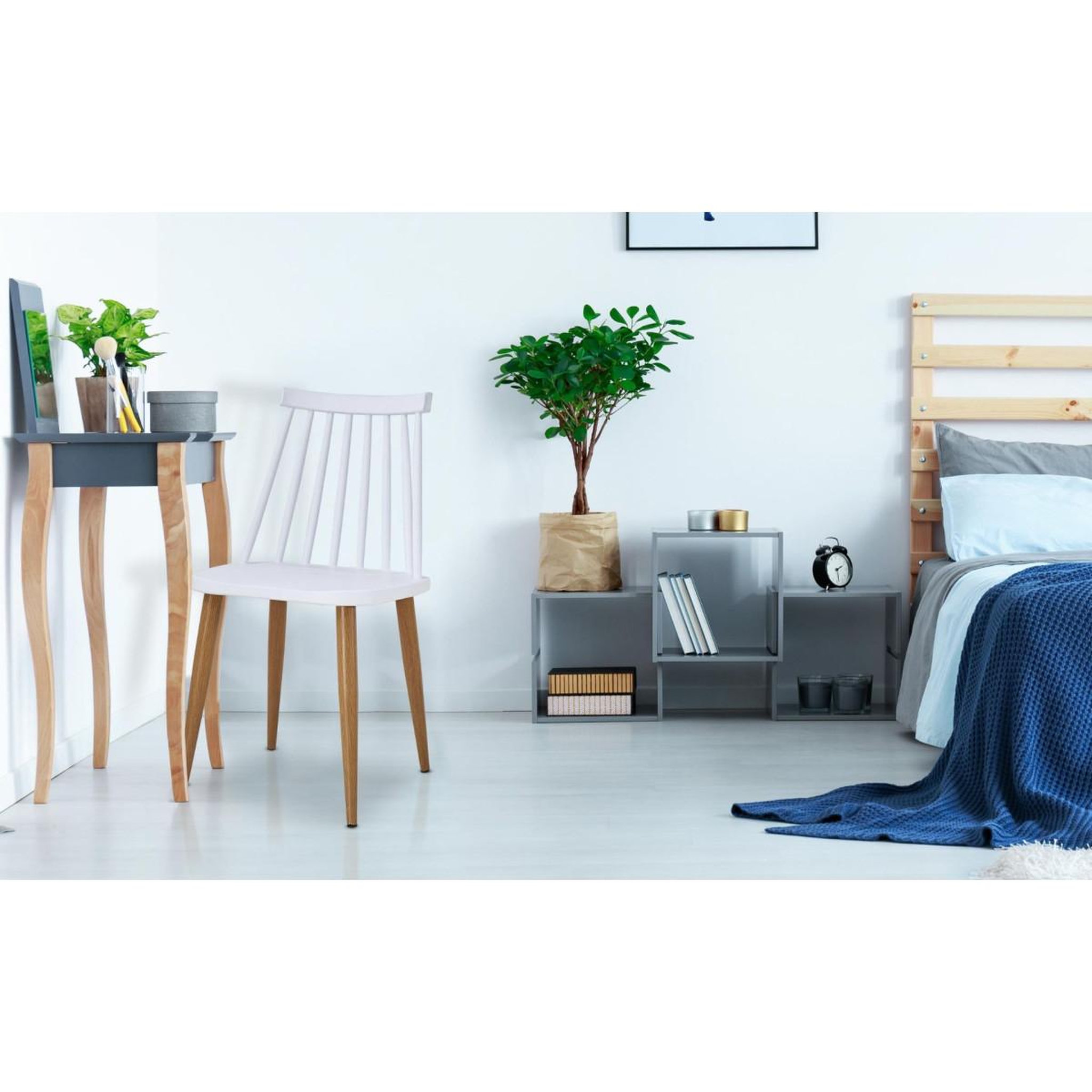 Voir la diapositive 4 : Paris Prix Lot de 2 Chaises Scandinaves  Estelle  77cm Blanc