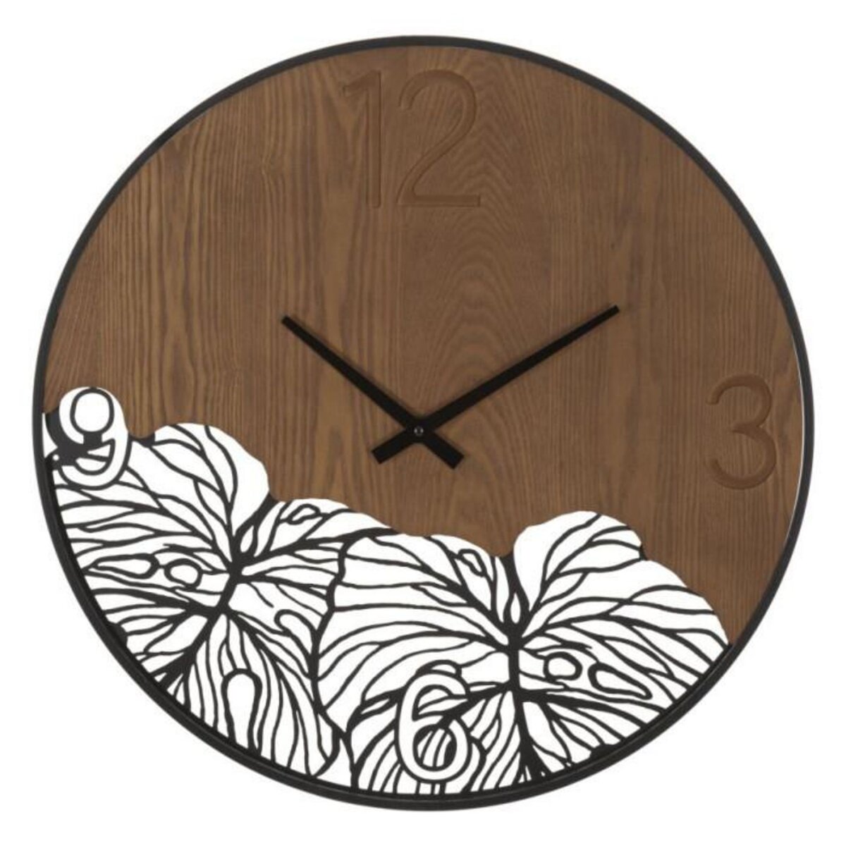 Paris Prix Horloge Murale Design  Leaf  60cm Marron & Noir