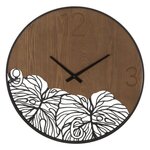 Paris Prix Horloge Murale Design  Leaf  60cm Marron & Noir