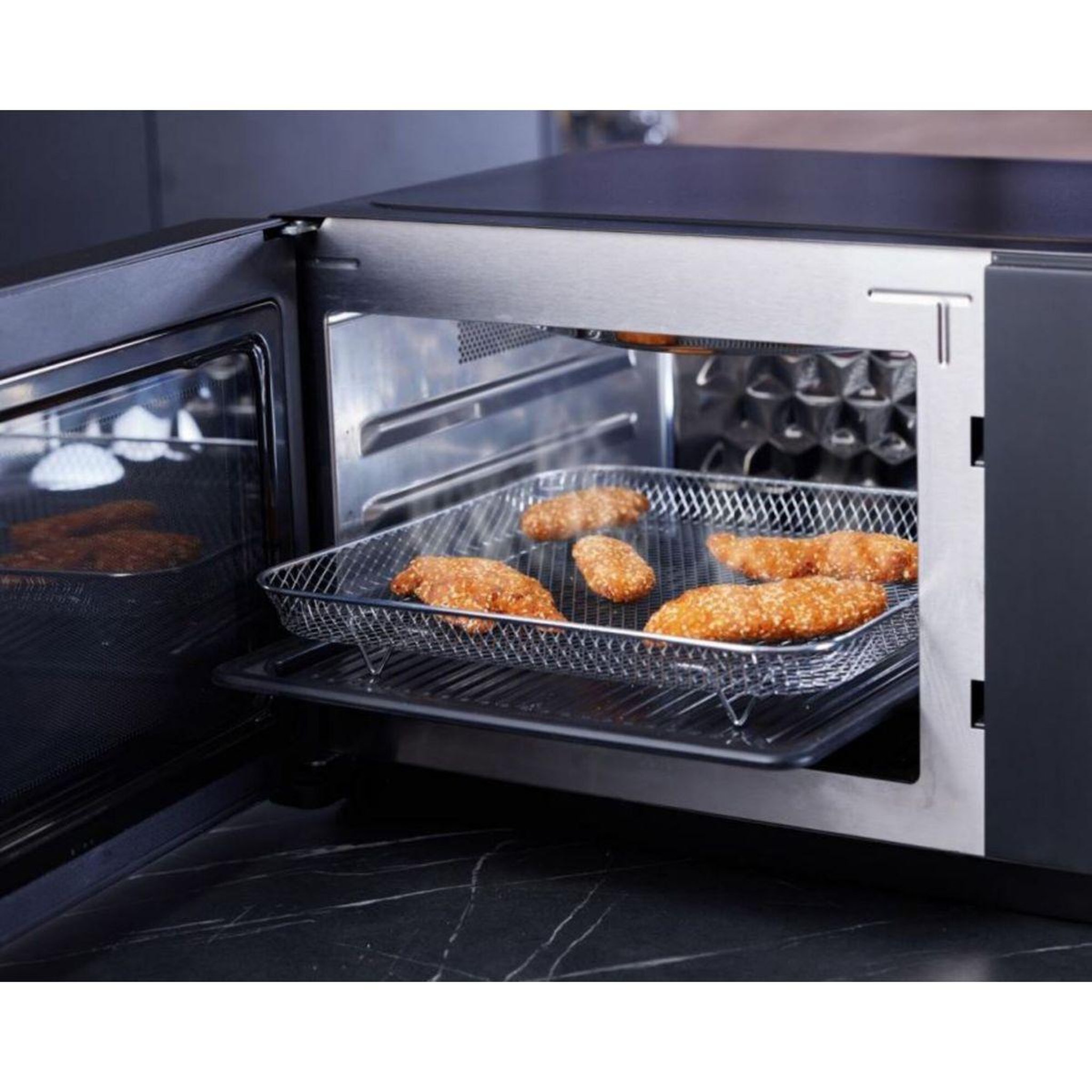 Voir la diapositive 2 : Hisense Micro ondes combiné H28S01 Speed oven 7 en 1: Airfryer, Four à pizza, Grille pain, Mijoteuse, Déshydrateur, Grill