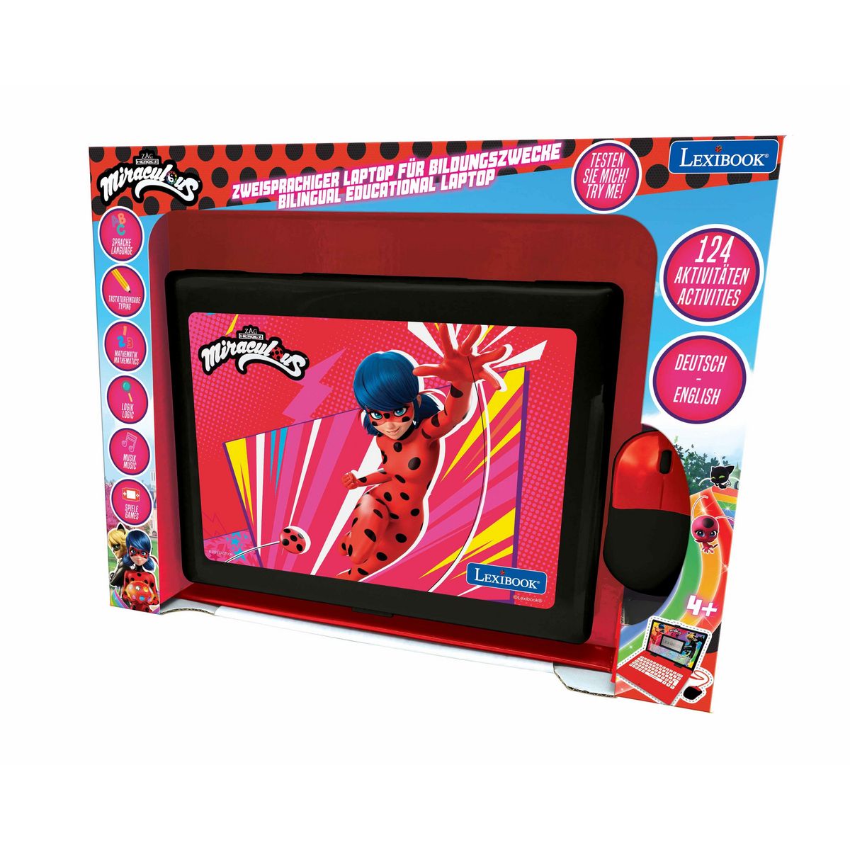 Lexibook Ordinateur portable éducatif bilingue Miraculous (EN/DE)