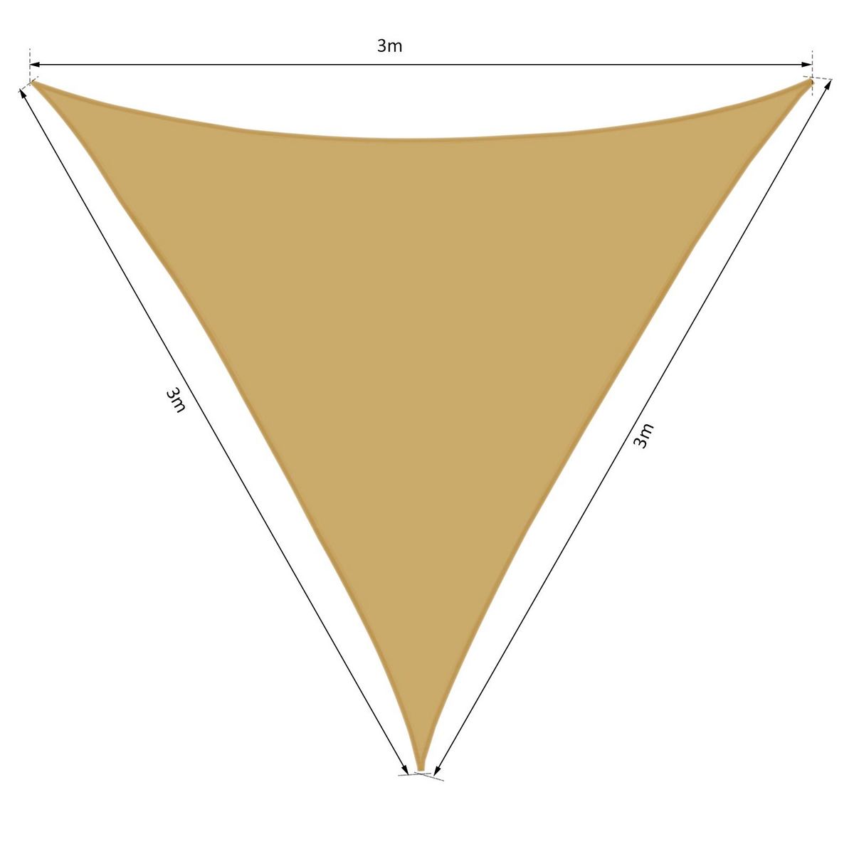 OUTSUNNY Voile d'ombrage triangulaire grande taille 3 x 3 x 3 m polyester haute densité résistant aux UV coloris sable