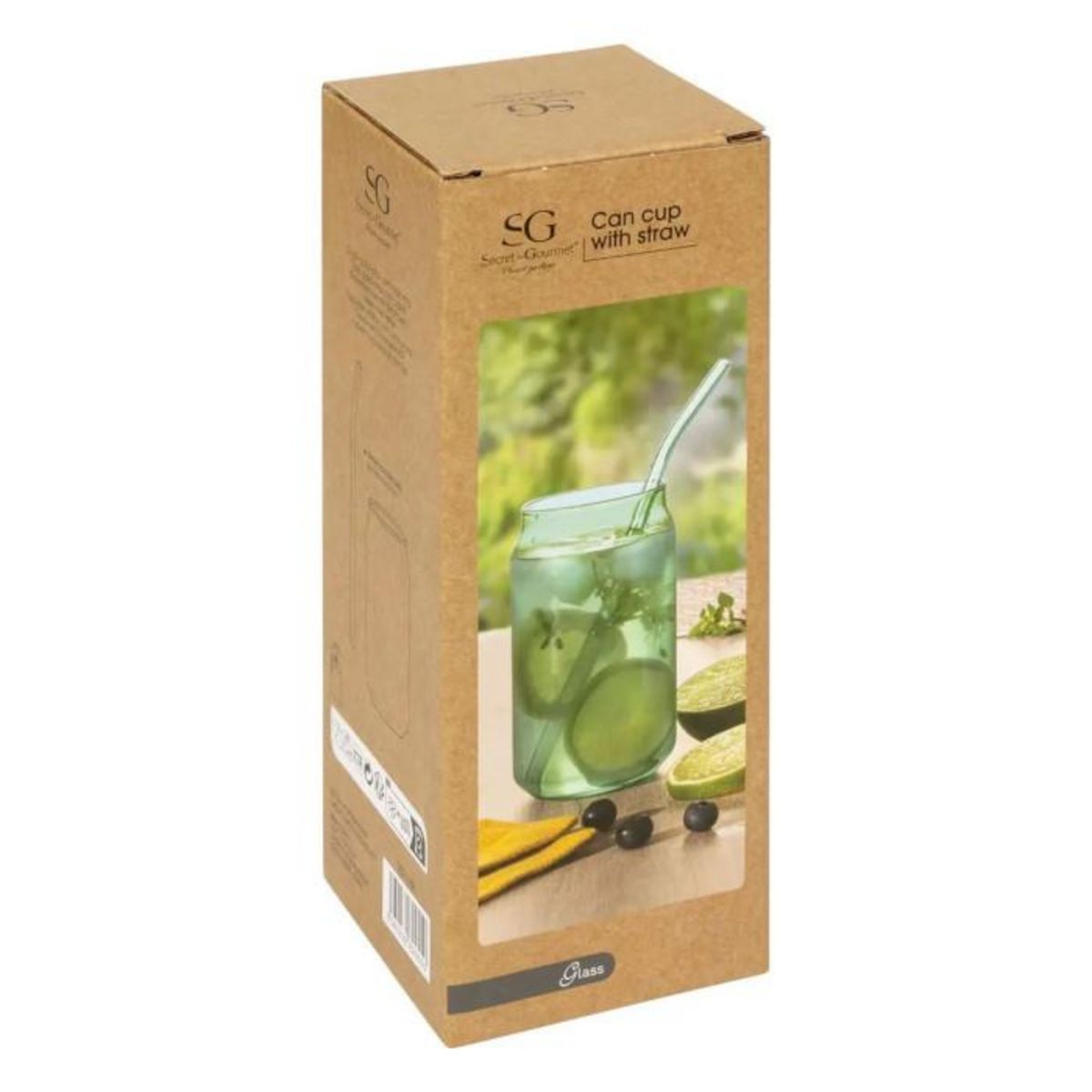 SECRET DE GOURMET Verre Cannette Avec Paille  Be Vintage  52cl Bleu