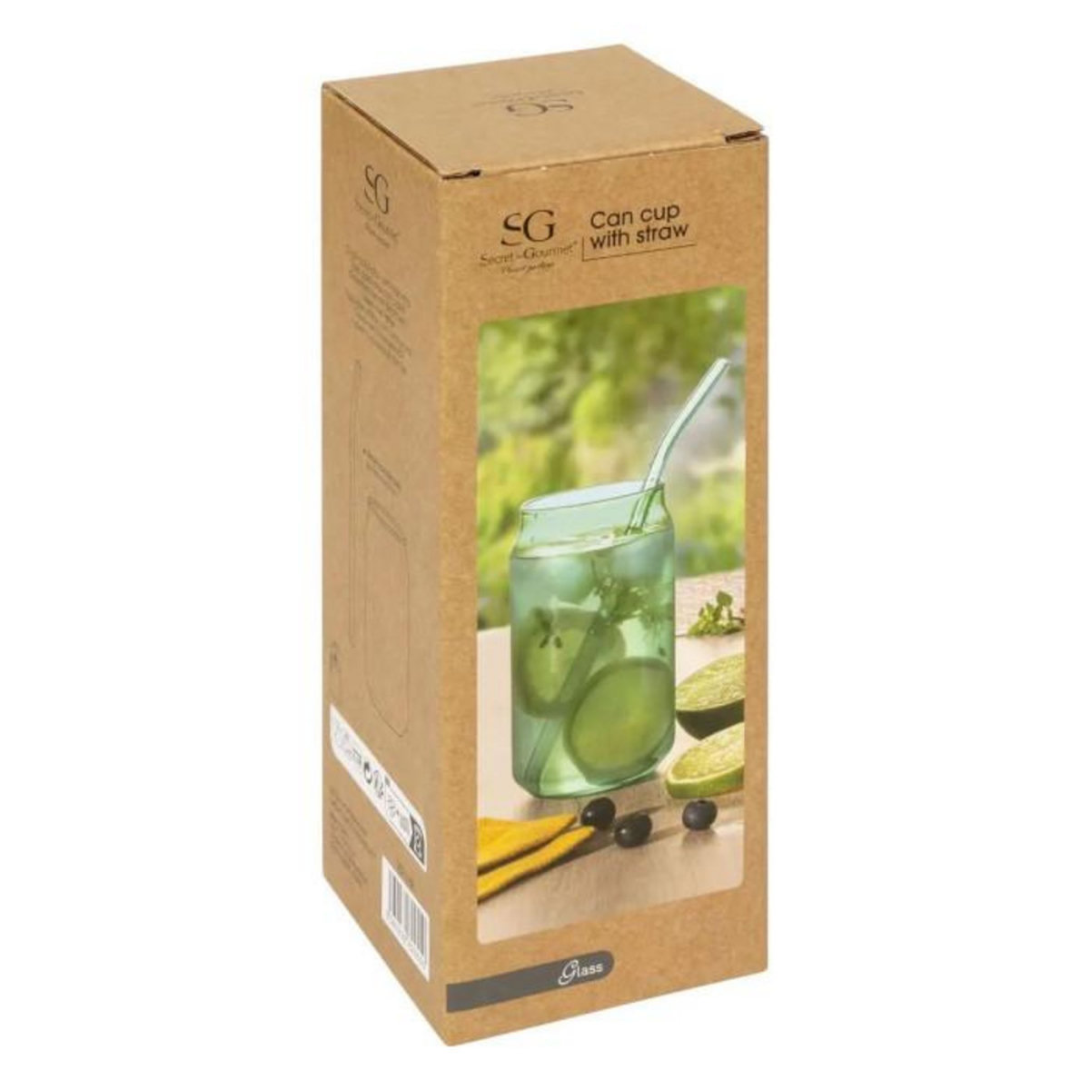 SECRET DE GOURMET Verre Cannette Avec Paille  Be Vintage  52cl Bleu