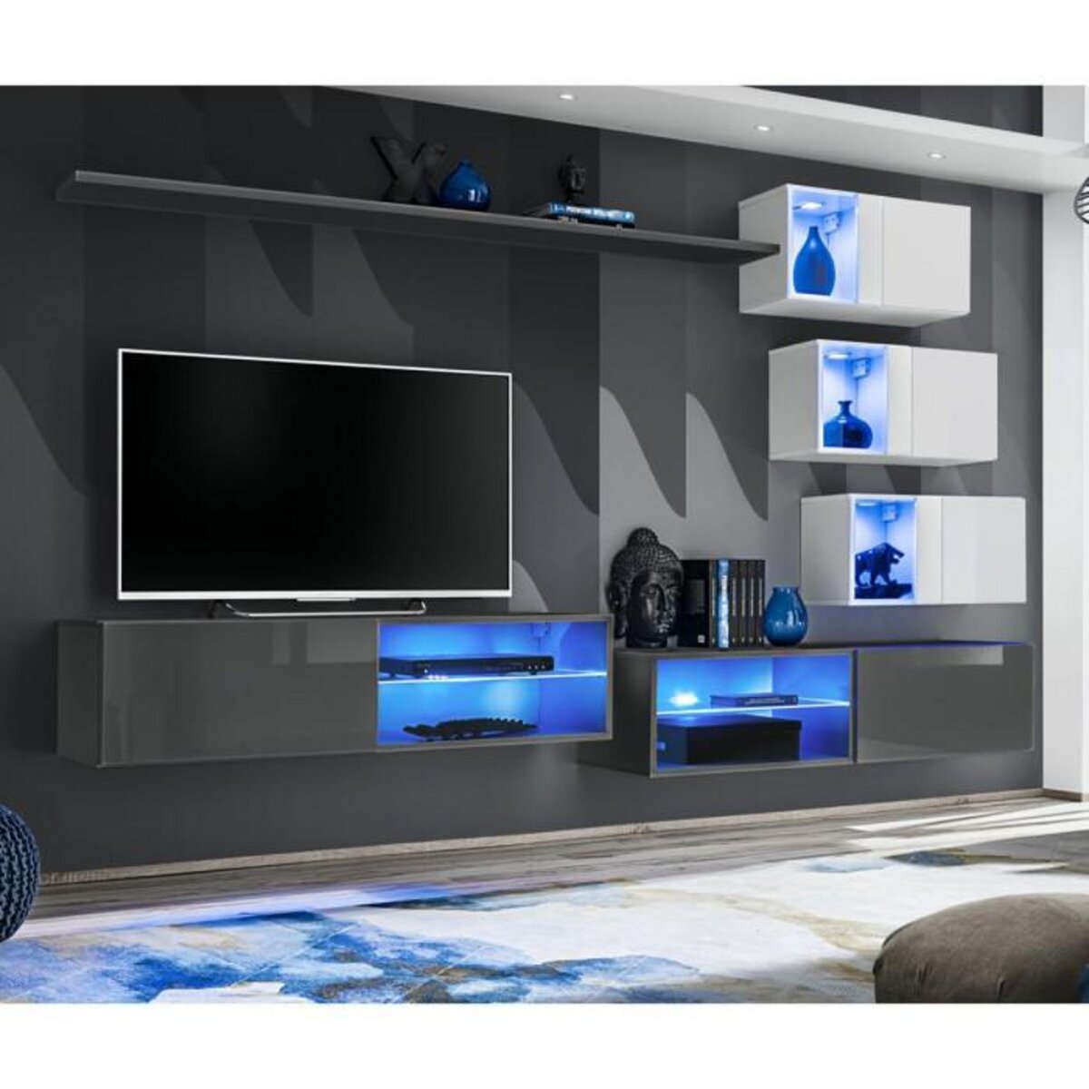 Paris Prix Ensemble Meuble TV  Switch XXIV  250cm Gris & Blanc