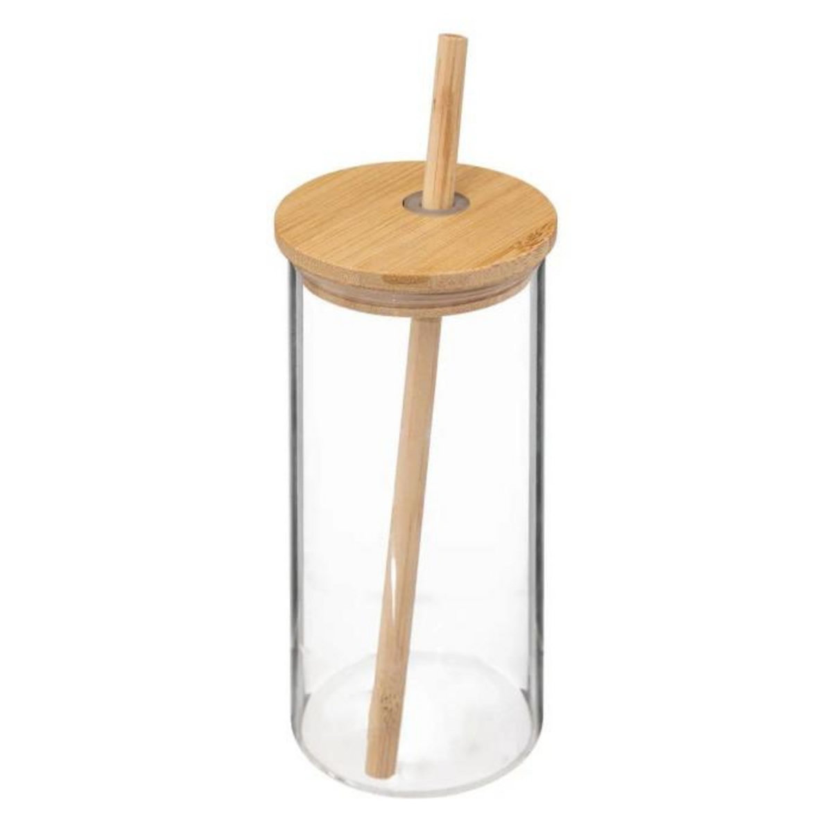 SECRET DE GOURMET Coffret Carafe, 4 Verres & Pailles  Bambou  28cm Transparent