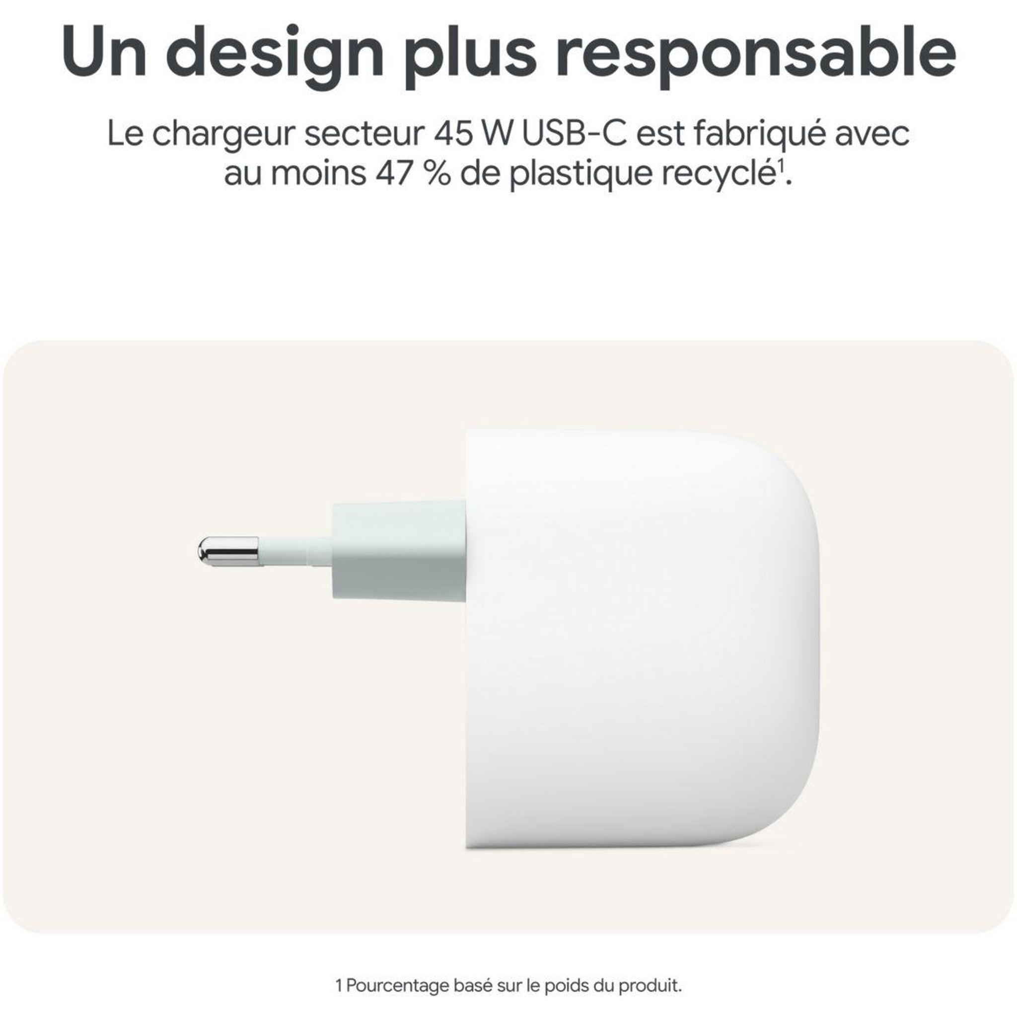 Voir la diapositive 4 : GOOGLE Chargeur usb-c 45w blanc