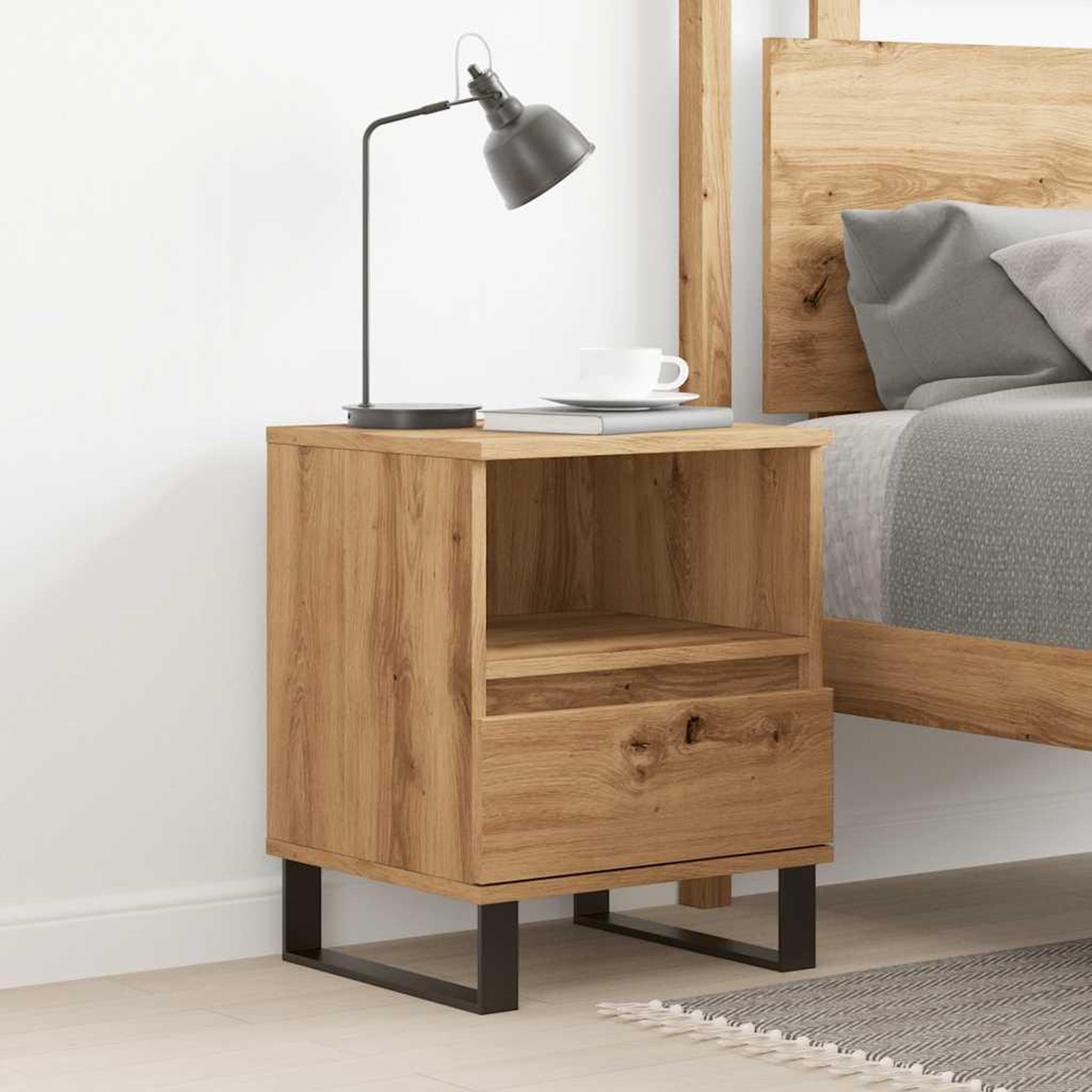 Voir la diapositive 1 : VIDAXL Table de chevet chene artisanal 40x35x50 cm bois d'ingenierie