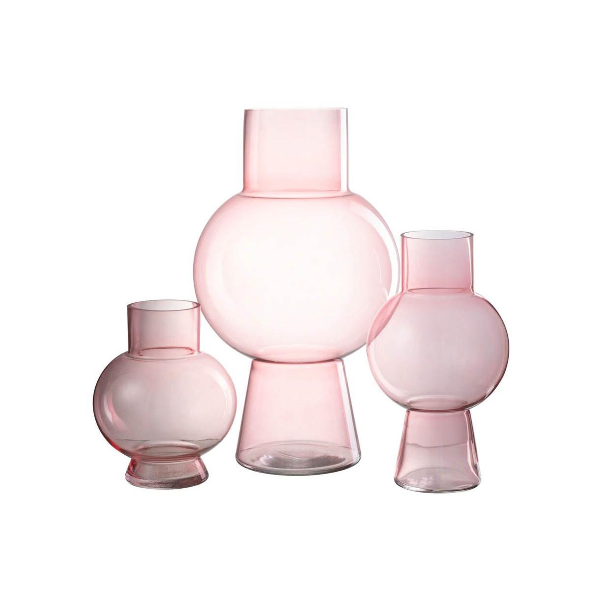 Voir la diapositive 2 : J-LINE Vase boule en verre  pinky perfect  31cm rose clair