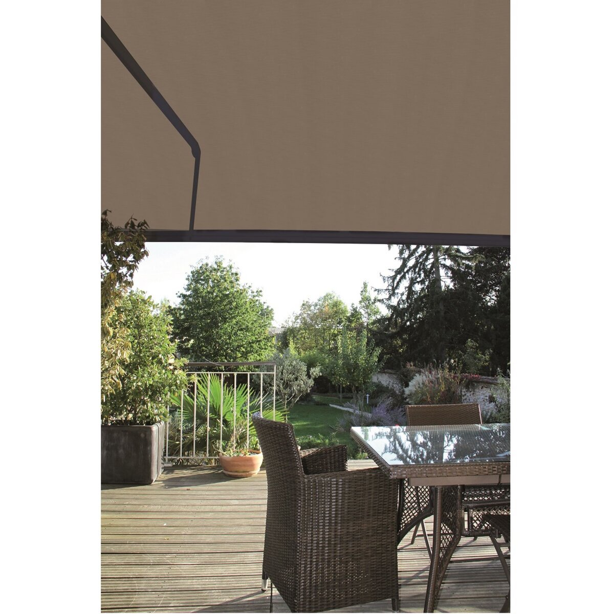 INTERSUN Store manuel 3x2m OTTAWA toile unie coffre intégral gris