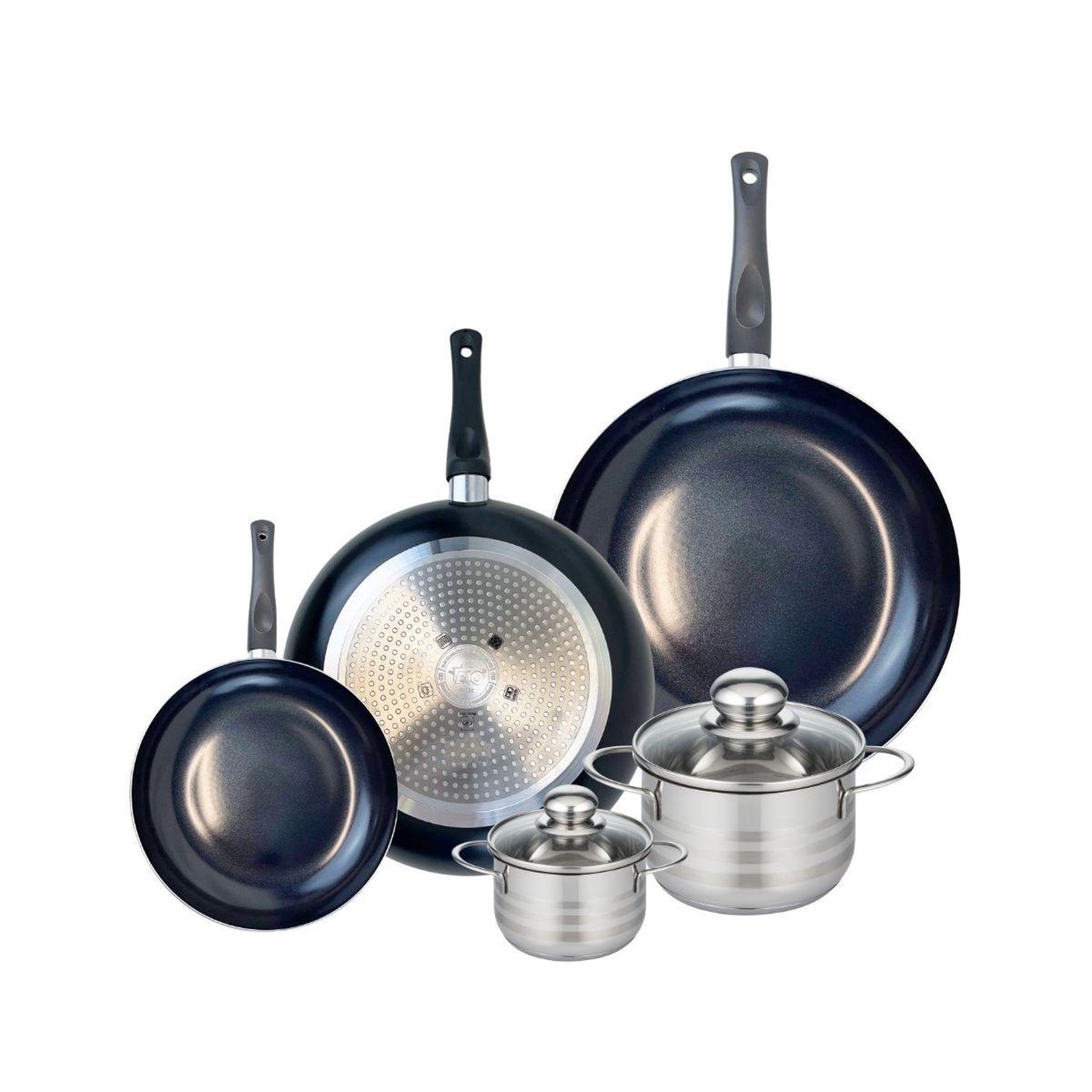 ELO Ensemble de 3 poêles de cuisson 20, 28 et 32 cm et 2 faitouts 12 et 16 cm elo prima brillant