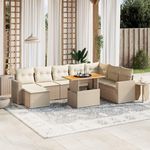 VIDAXL Salon de jardin avec coussins 9 pcs beige resine tressee