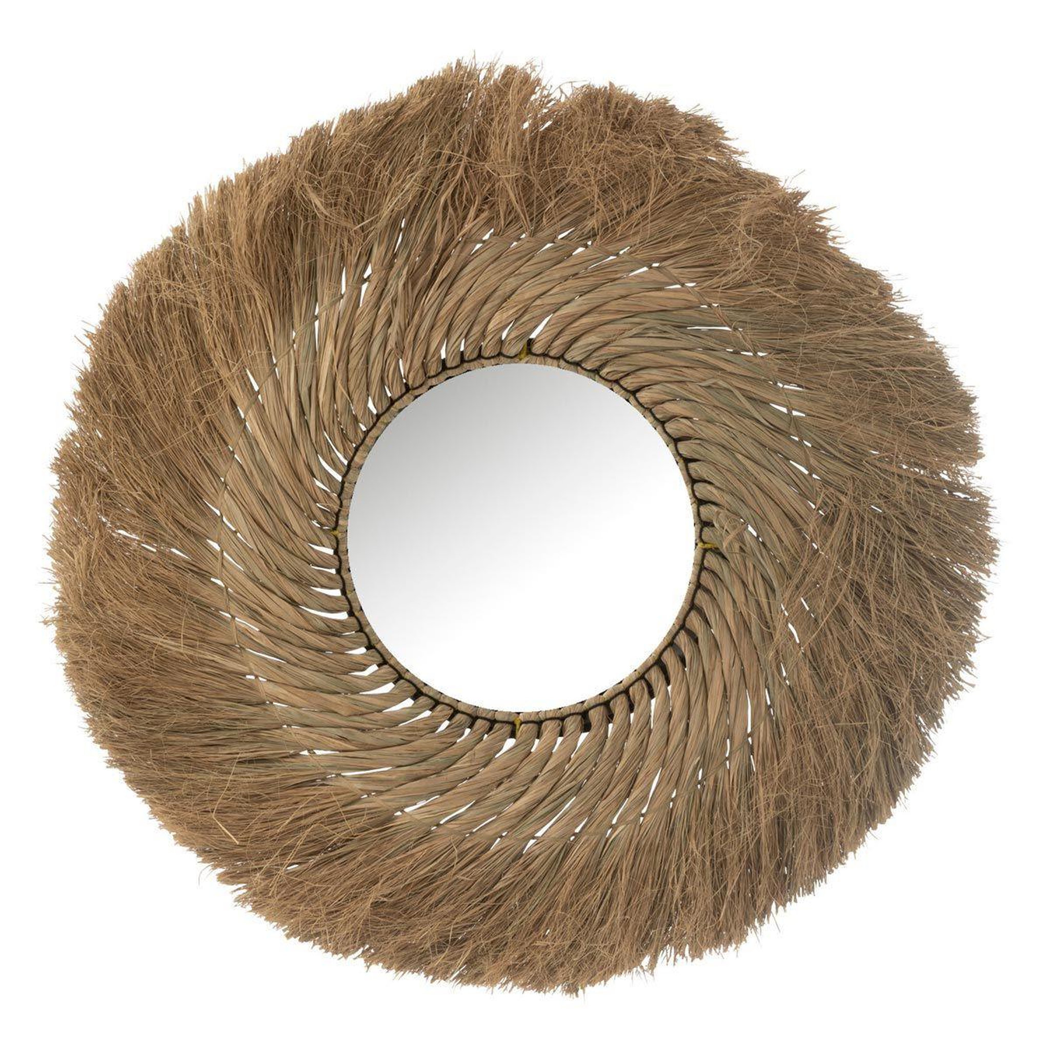 Voir la diapositive 1 : J-LINE Miroir Mural Rond  Tressé  75cm Naturel